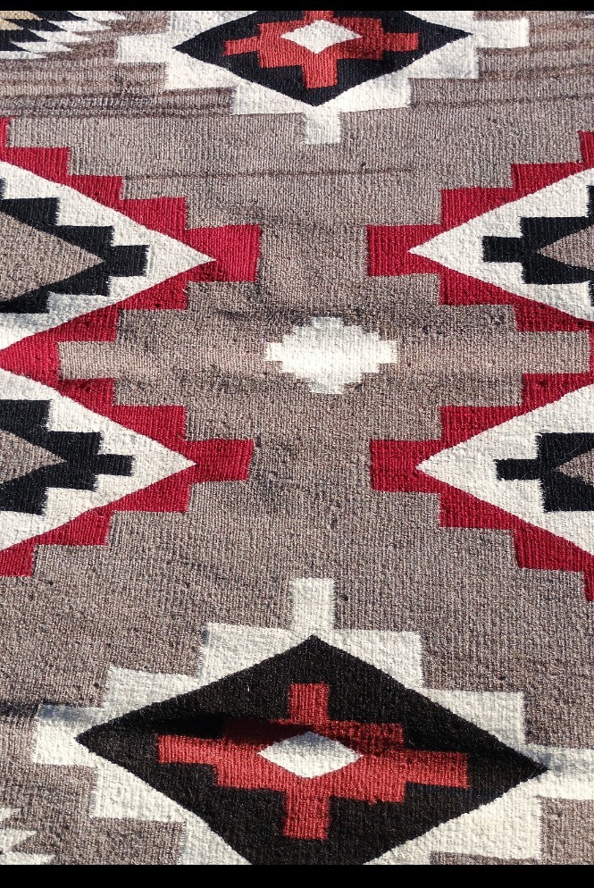 1940 Navajo Wool Rug Horse Blanket Weaving Native American Storm Pattern