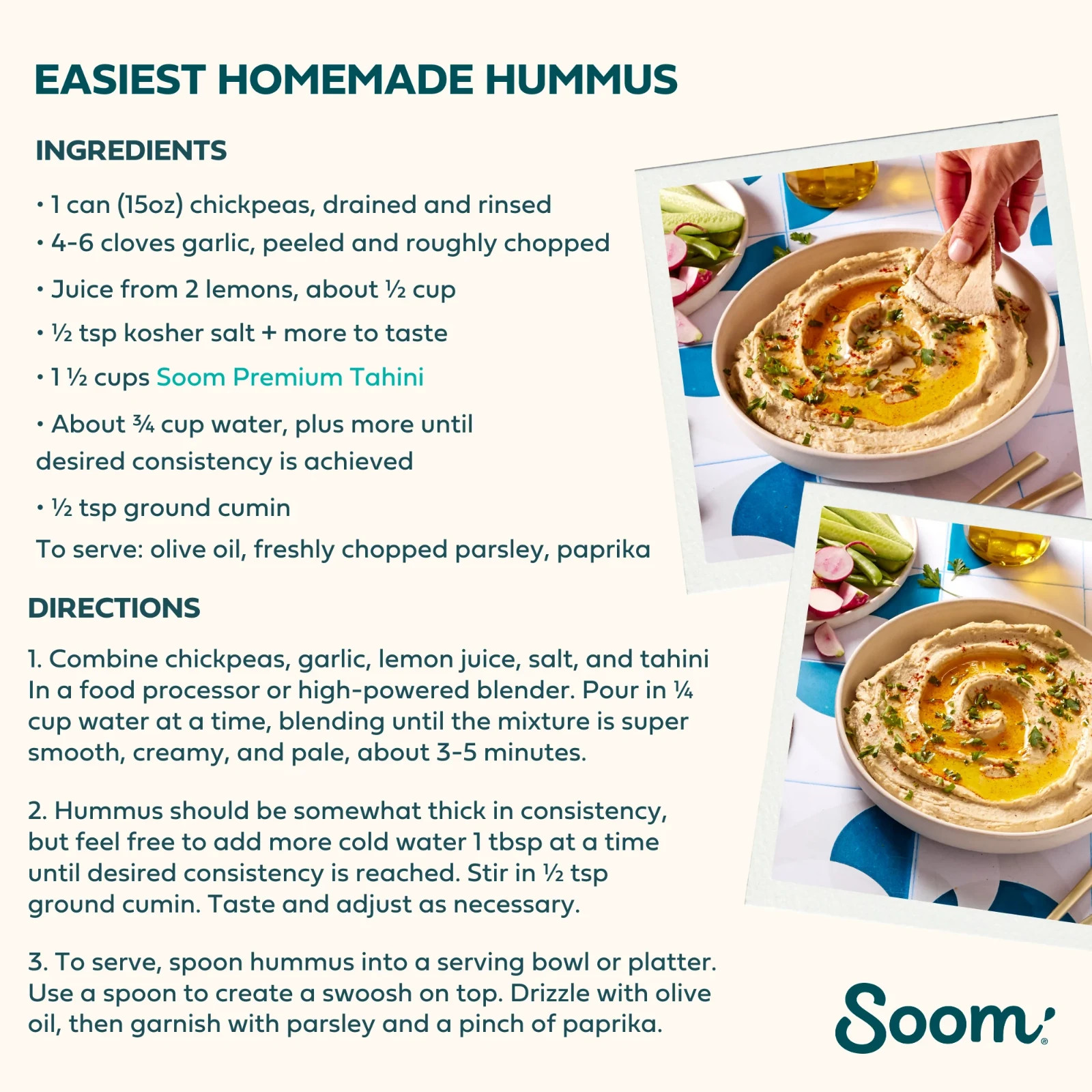 Soom Foods Single-Source Pure Ground Sesame Tahini Paste 11oz (2 Pack) | Silky