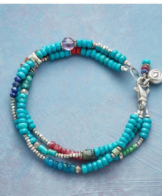 NEW Sundance JEWELRY Rhythm & Blues Clasp Silver Bracelet Emerald Amathyst Ruby