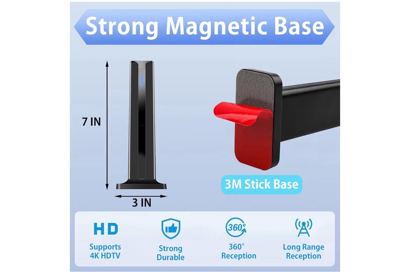 2025 Digital TV Antenna for Smart TV Indoor with 3M Stick Base 360°Long Range