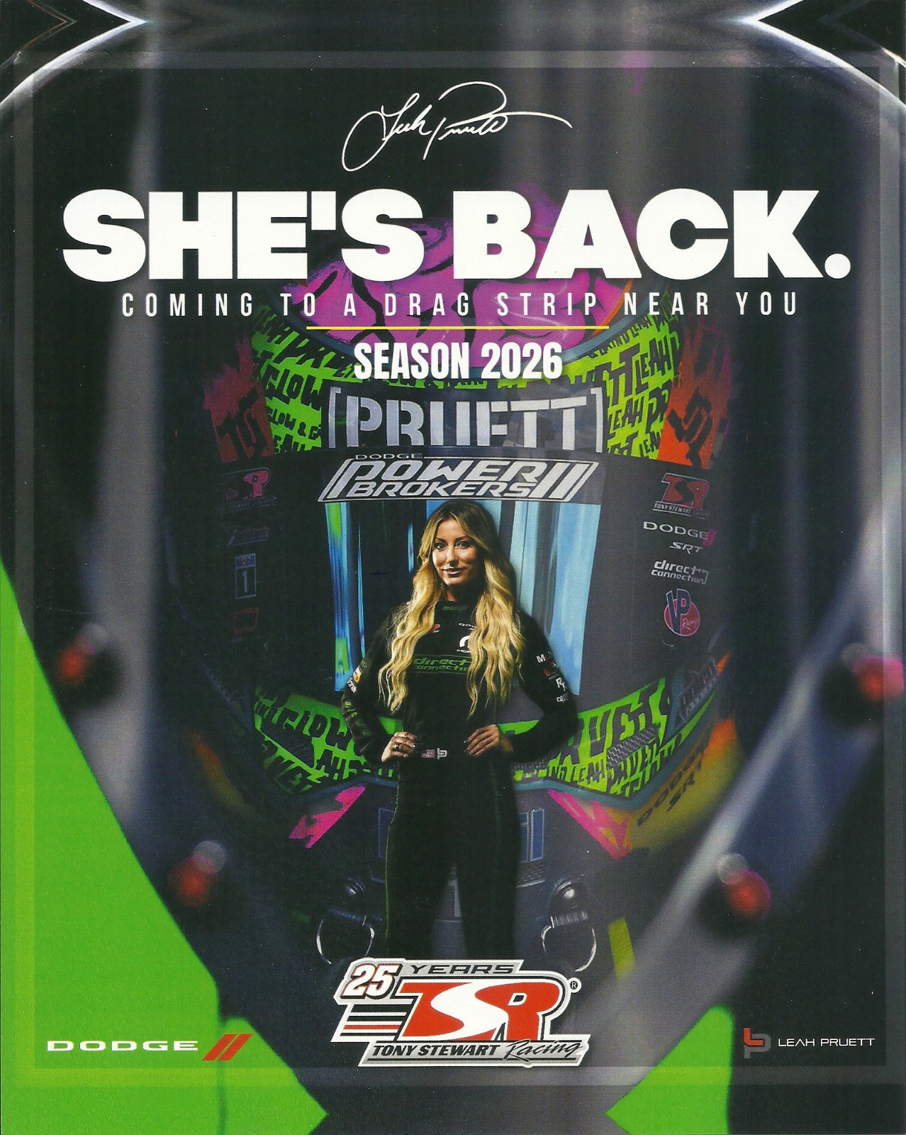 2025 Leah Pruett "She's Back" "Coming To A Drag Strip Near You" 2025 SEMA Card