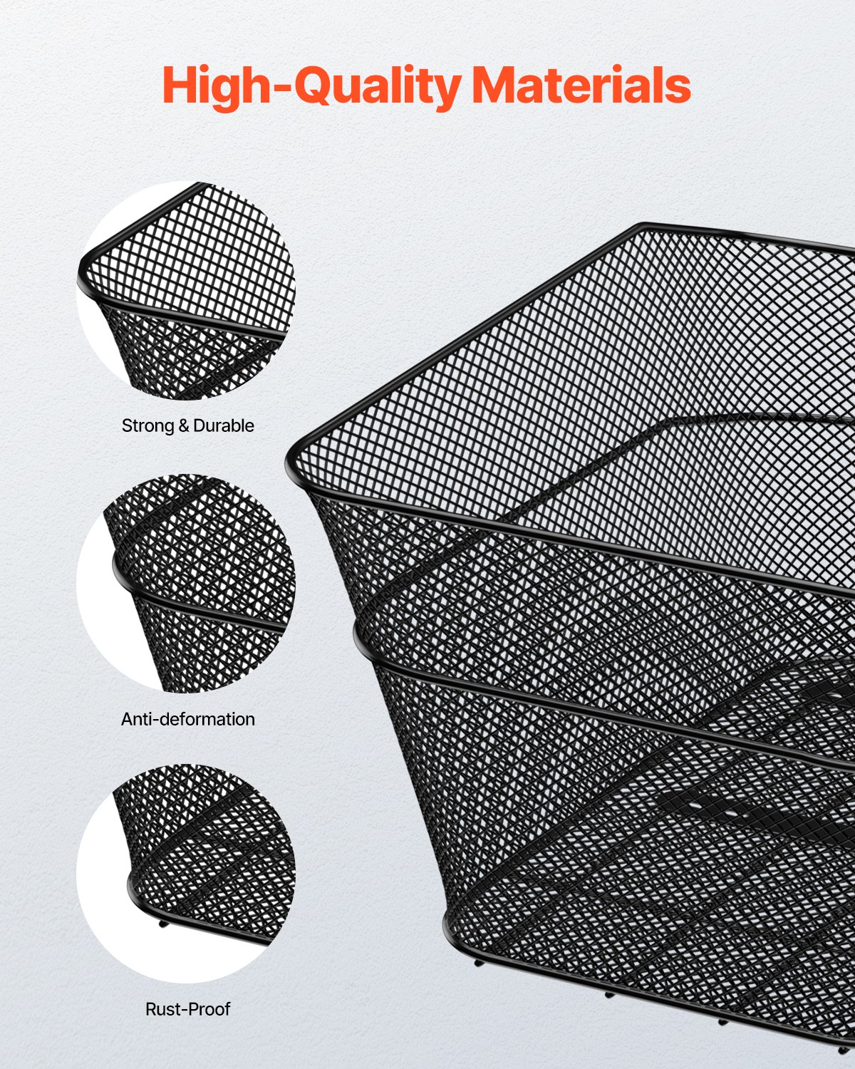 VEVOR Rear Bike Basket Wire Mesh Bicycle Basket with Cargo Net Waterproof Cover