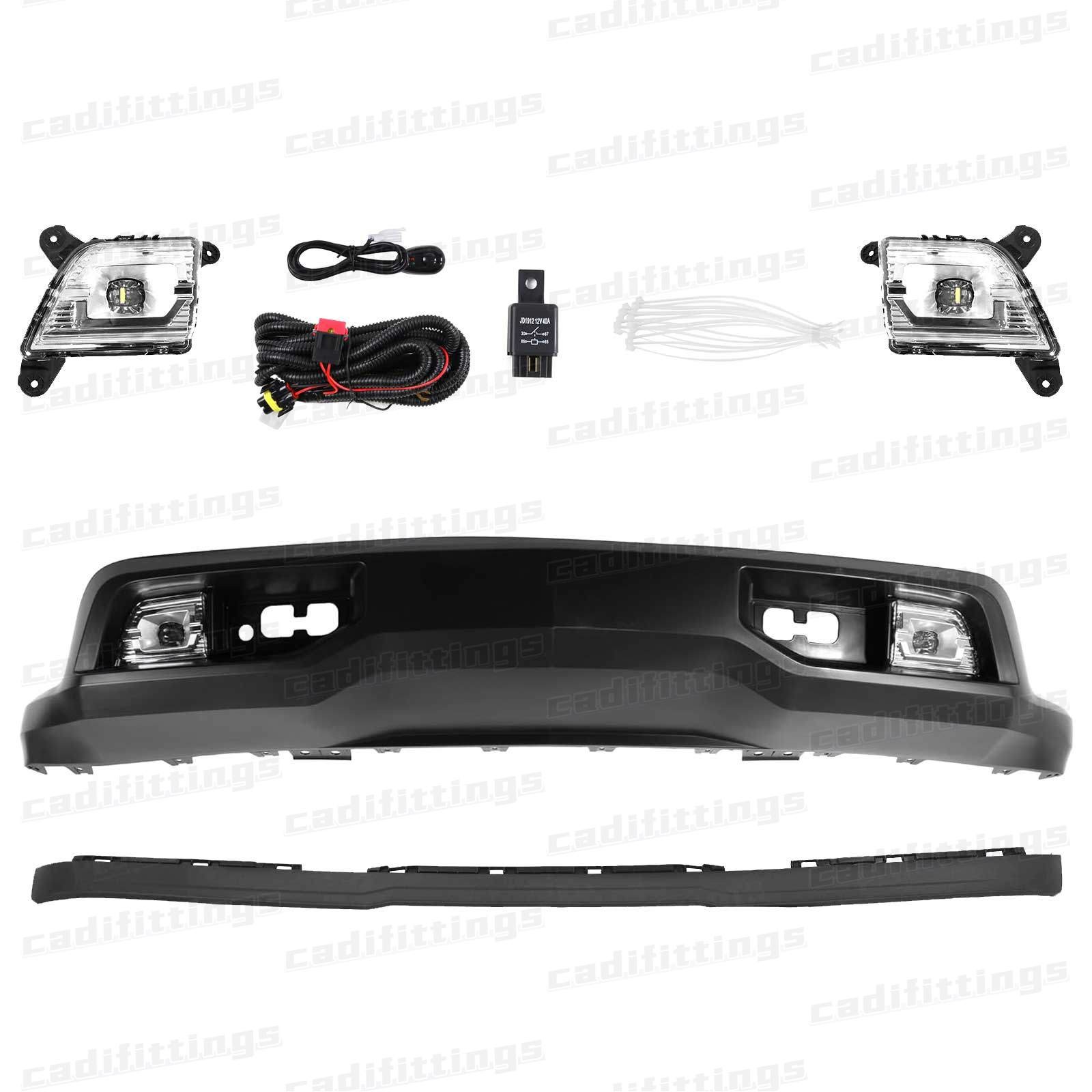 For 2019-2021 Silverado 1500 Front Bumper Cover Lower Valance W/LED Fog Lights