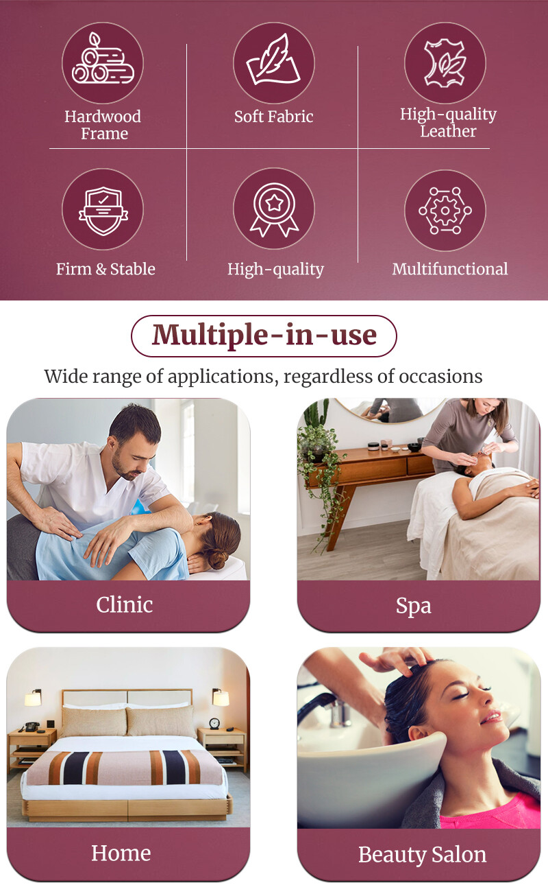 Massage Table Massage Spa Bed 73 inch Long Height Adjustable Portable 2 Folding