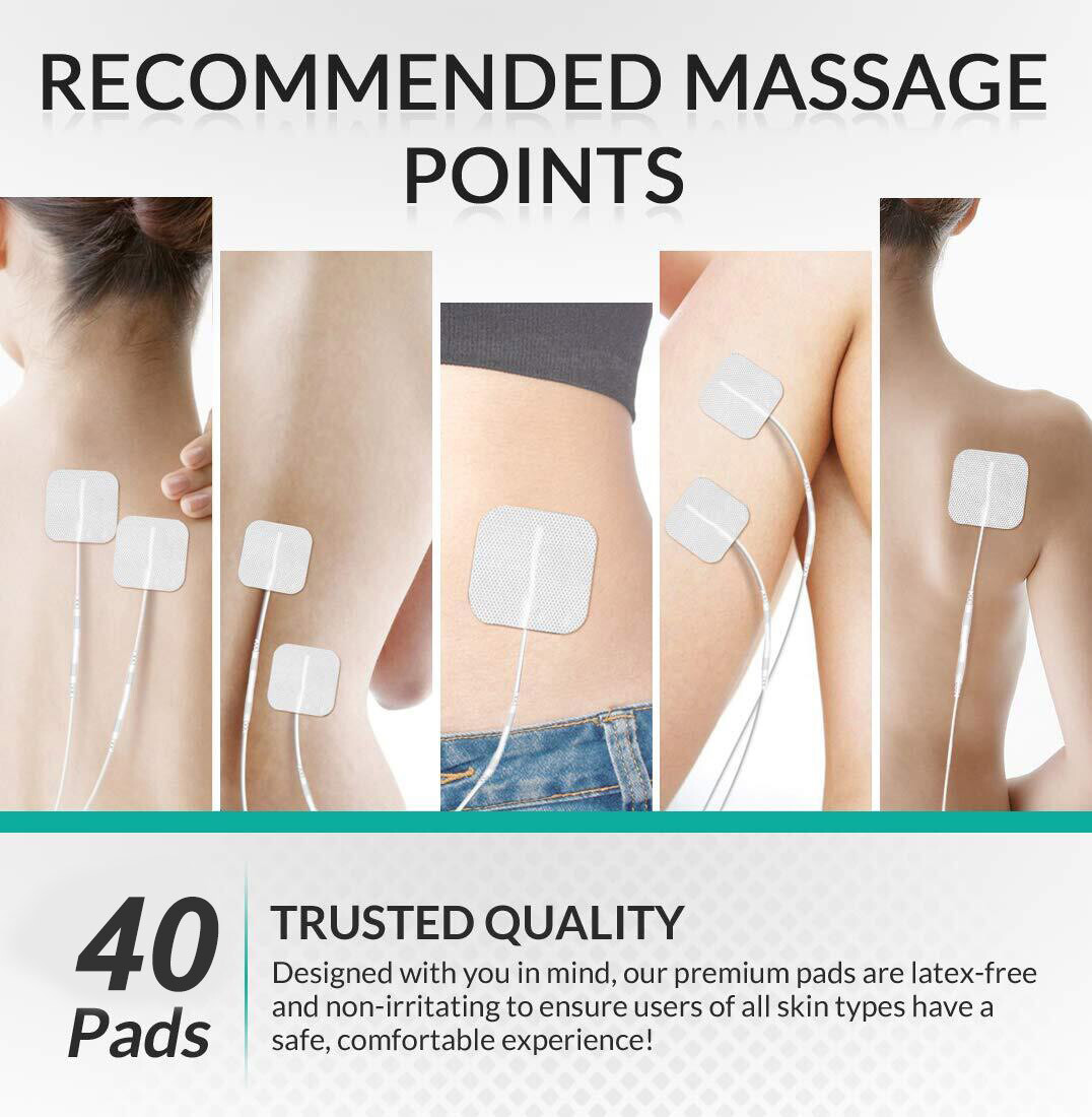 40 TENS Electrode Pads EMS Replacement Unit 7000 3000 2x2 Muscle Stimulator BULK