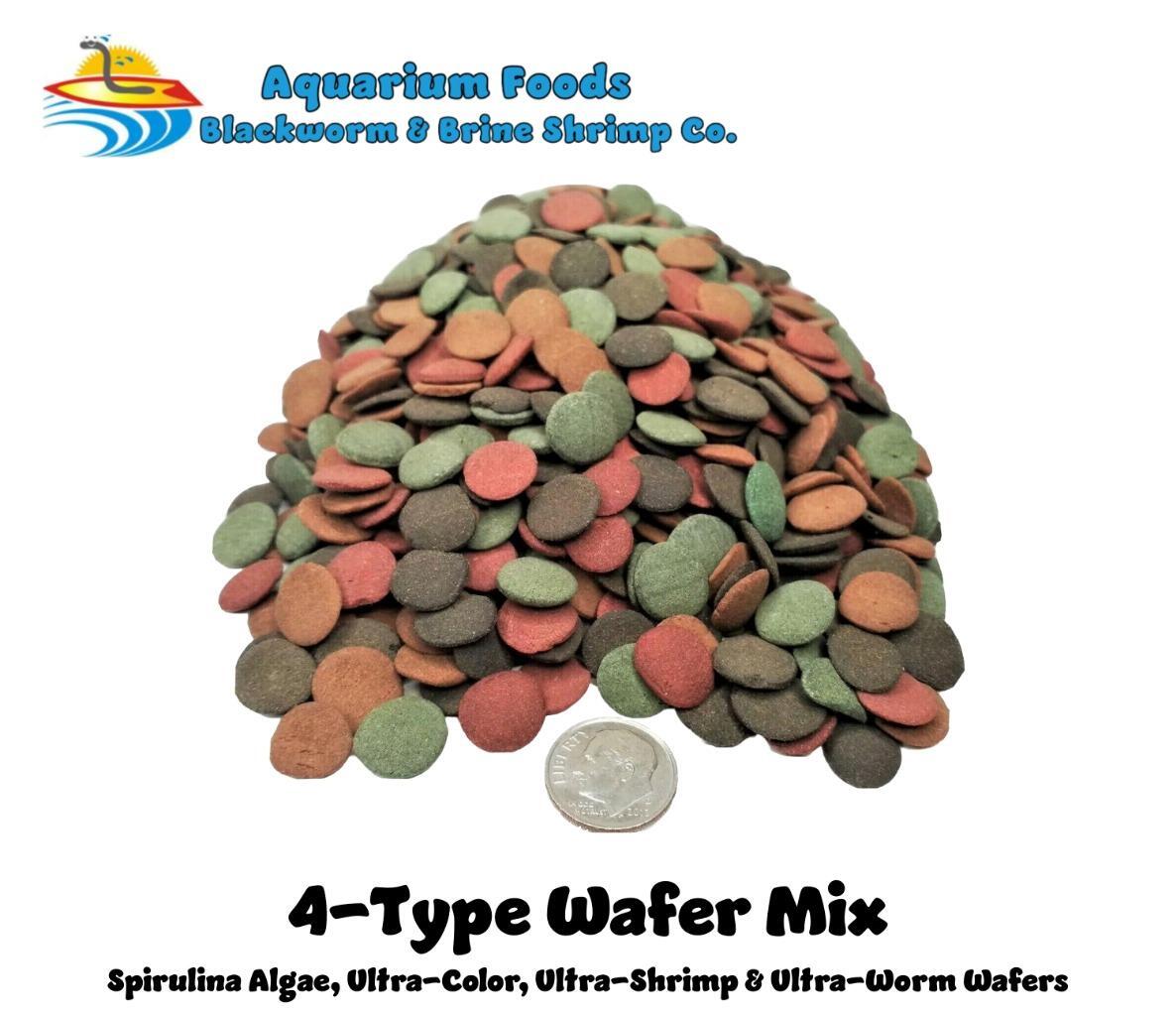 4-Type Wafer Mix of Spirulina, Ultra-Worm, Ultra-Shrimp, Ultra-Color Enhancing