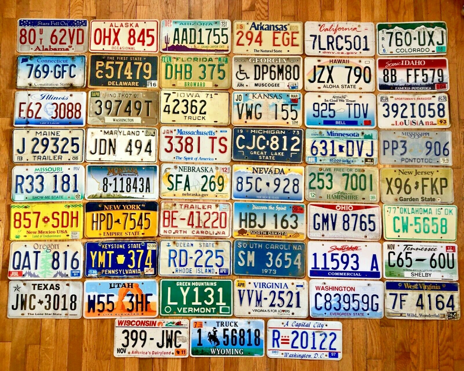 Complete USA 50 State Set of License Plates + Washington DC - Craft Condition