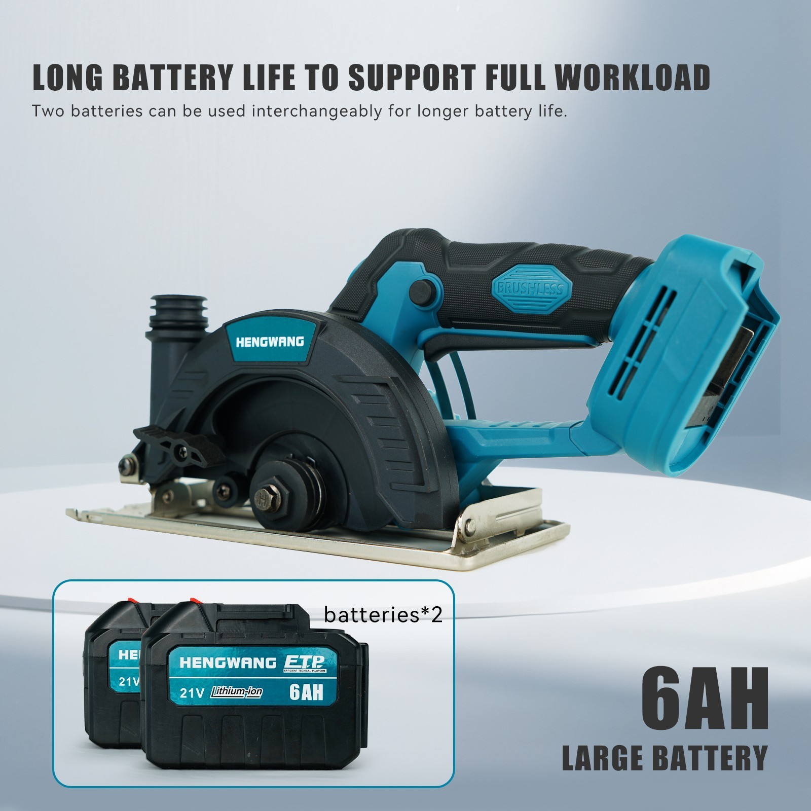 21V 6-1/2 inch Cordless Circular Saw with Two Batteries Two saw blades