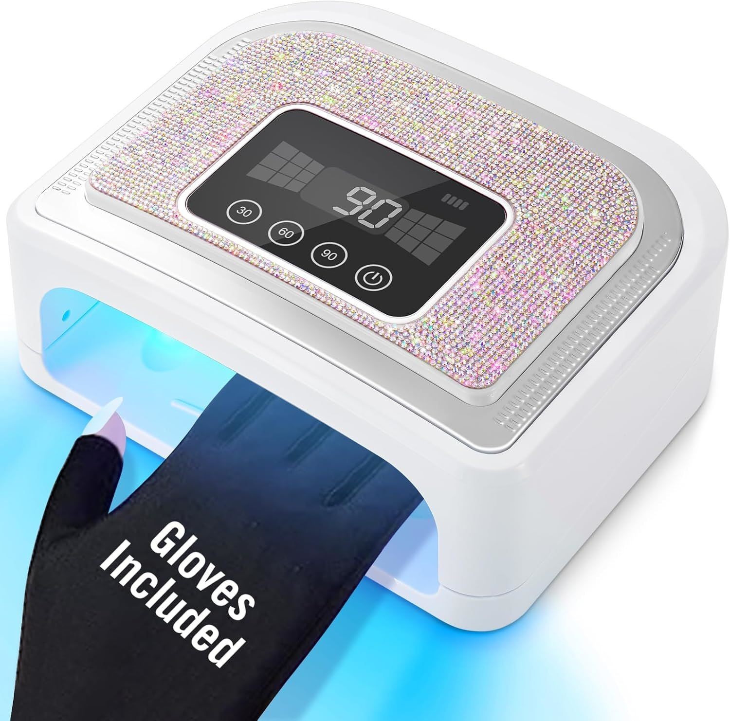Professional Nail Lamp Cordless Rechargeable UV LED 4-Timer Mode Gel LCD Display