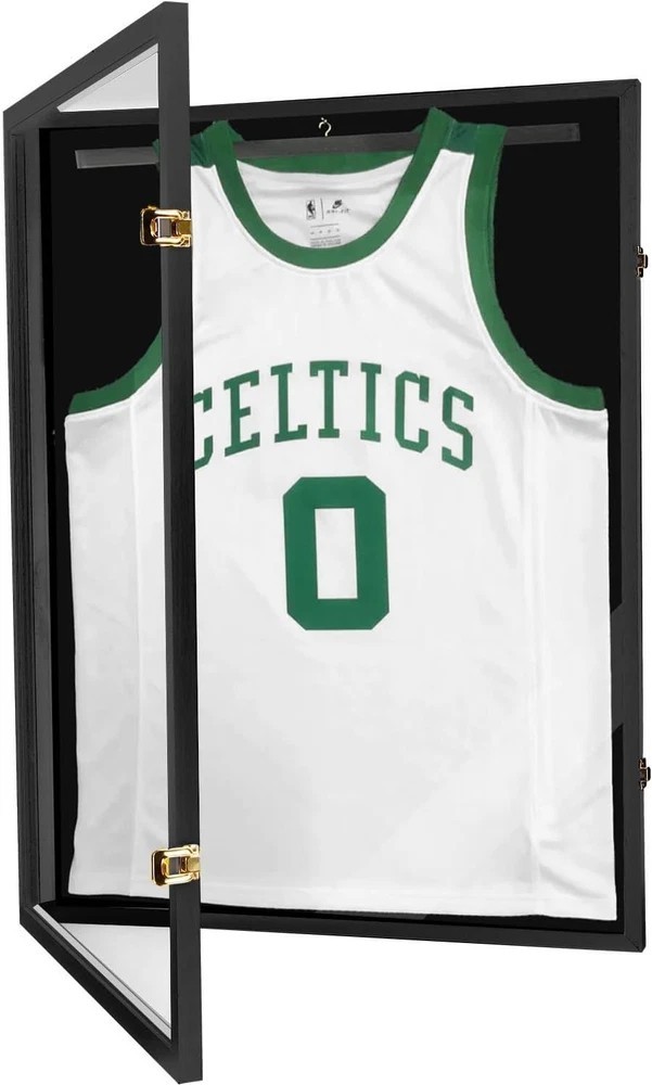 Jersey Frame Shadow Box Display Case w/ UV Acrylic Door for Sports Jerseys Black