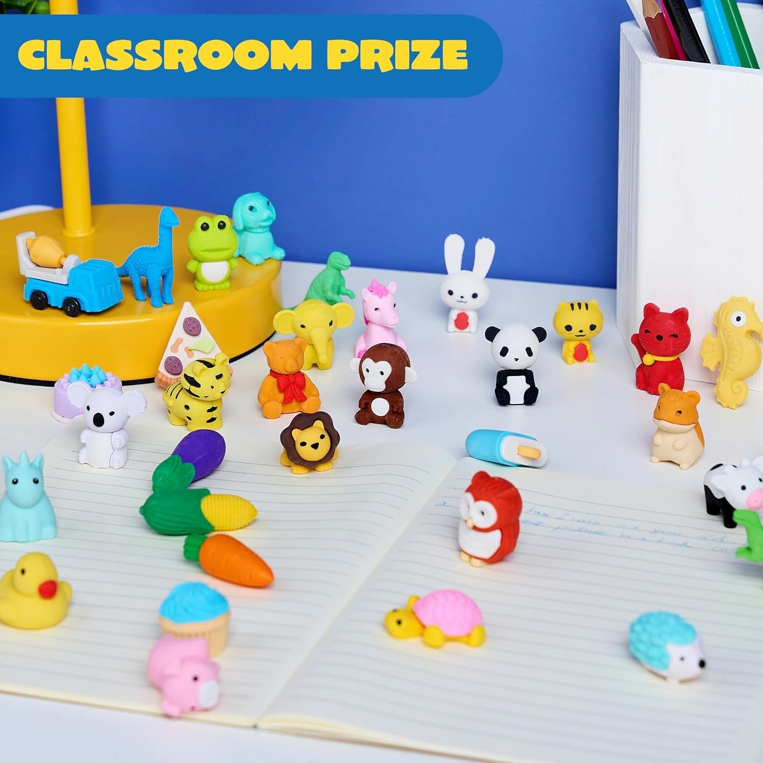 36 Pieces 3D Animal Erasers for Kids, Cute Desk Pets Classroom Rewards Bulk Set!