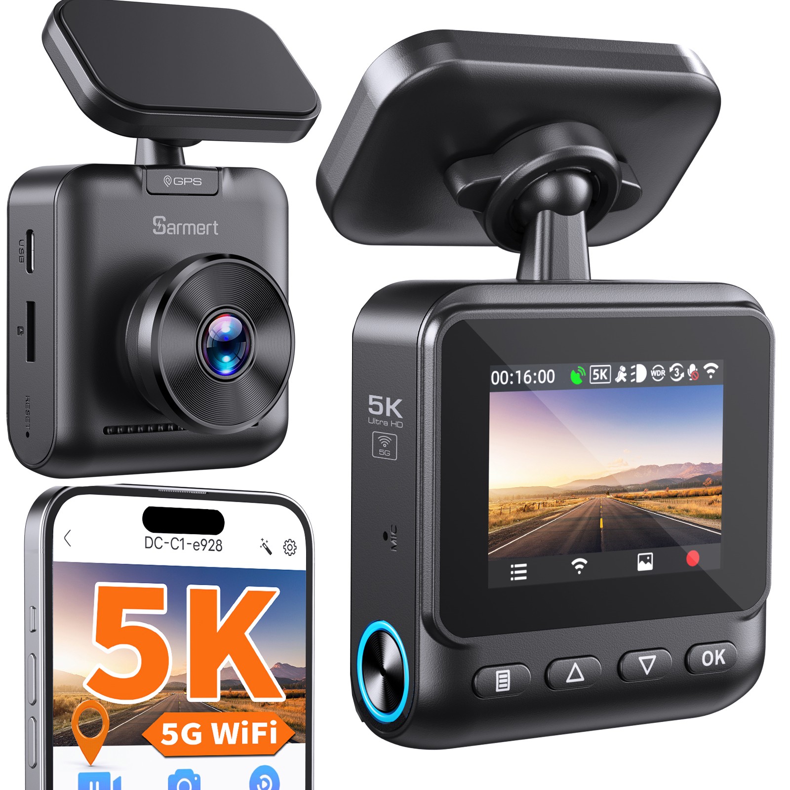 HD 5K,4K,2K  Car Dash Cam Video Recorder Camera DVR GPS 5G WIFI APP  Dashcam