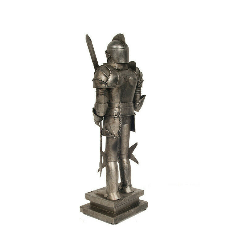Medieval Knight Suit Of Armor Statue w Sword Metal Model 18" Figurine Home Decor