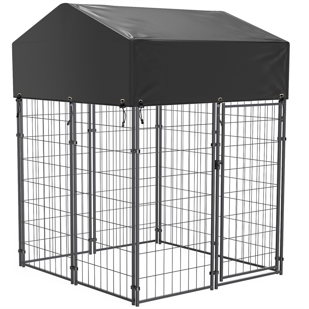 Strong Dog Playpen Huge Cage Pet Exercise Metal Fence Kennel Roof Outdoor Indoor