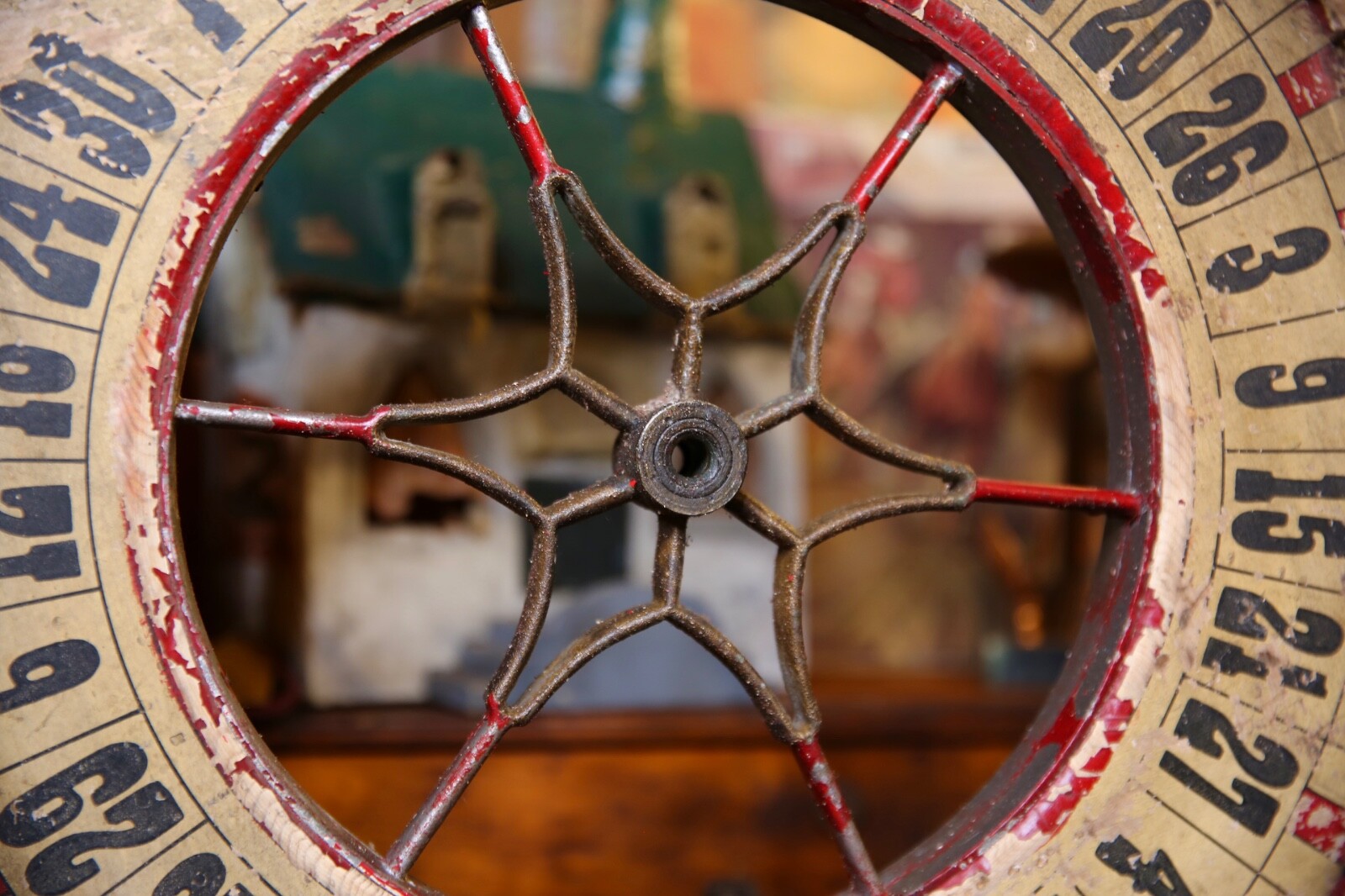 Antique Roulette Gambling Carnival Wheel Wood Casino Game Vintage Circus old