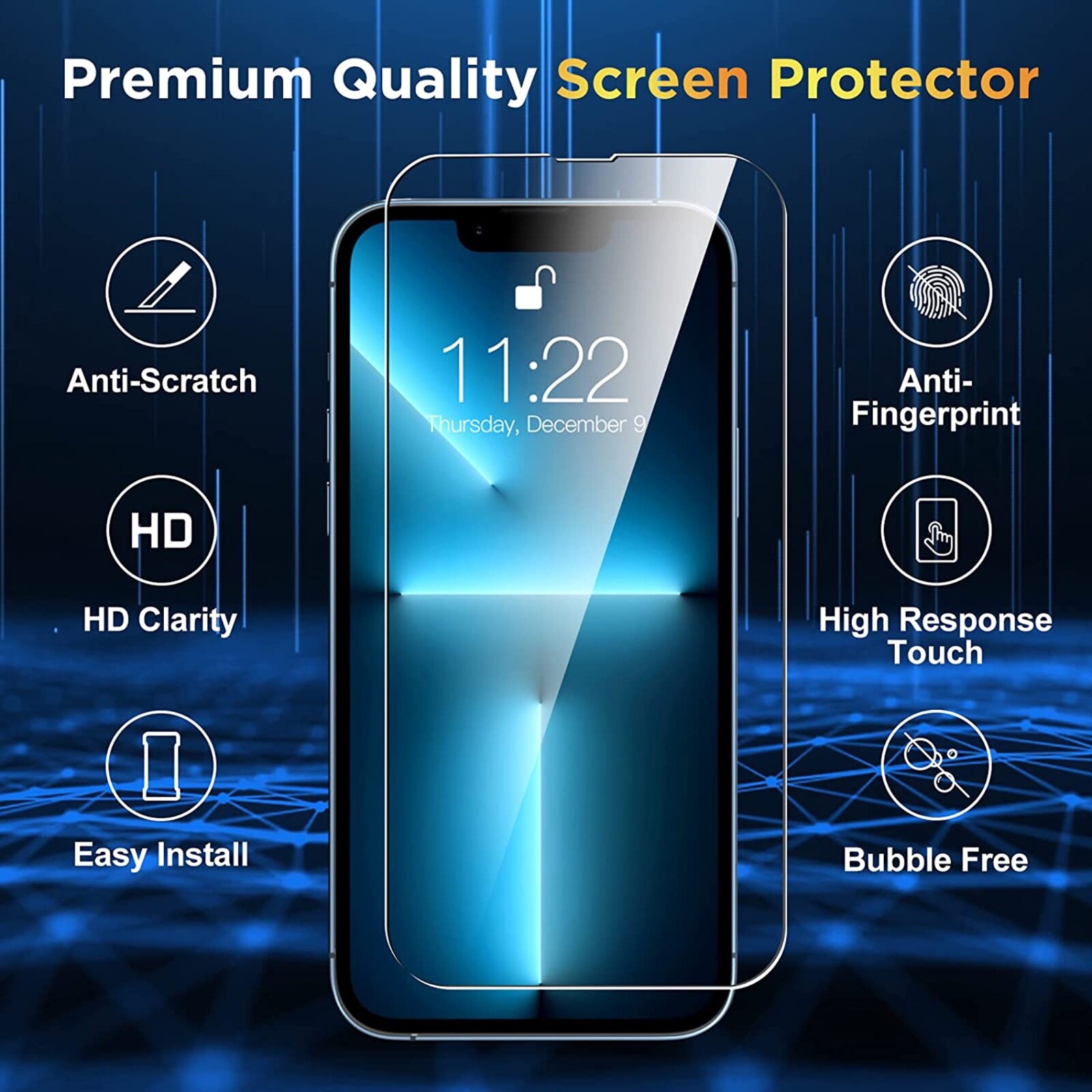 3X Tempered Glass Screen Protector For iPhone 15 14 13 12 11 Pro Max X XR 6 7 8