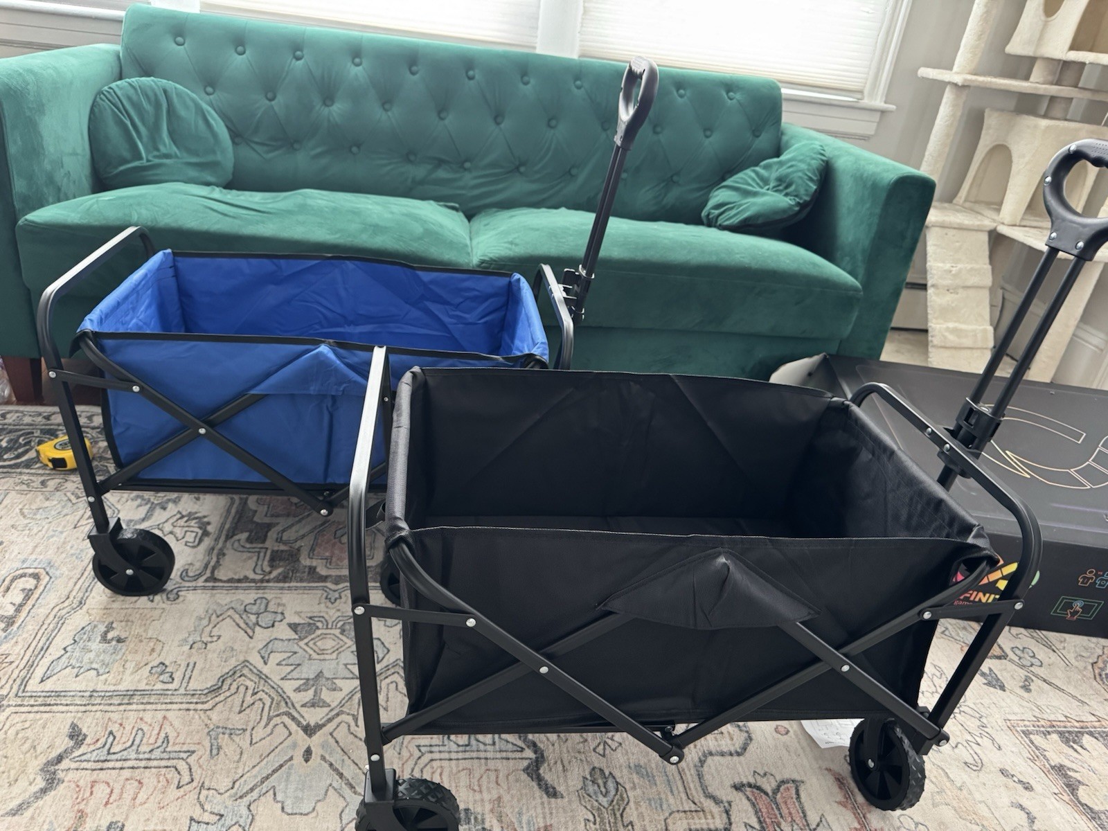 Foldable Heavy Duty Utility Wagon Cart, 4 Wheels, 680 lb, Black/Blue