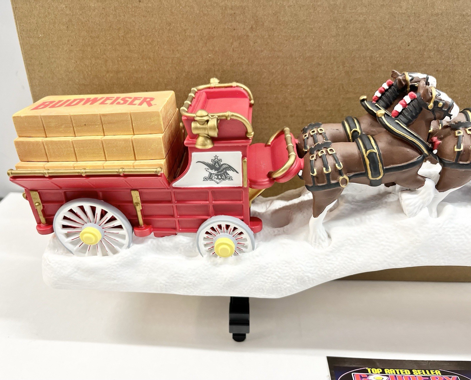 Budweiser Clydesdale Horses Wagon Sleigh Statue Cooler Door Handle BNIB RARE!