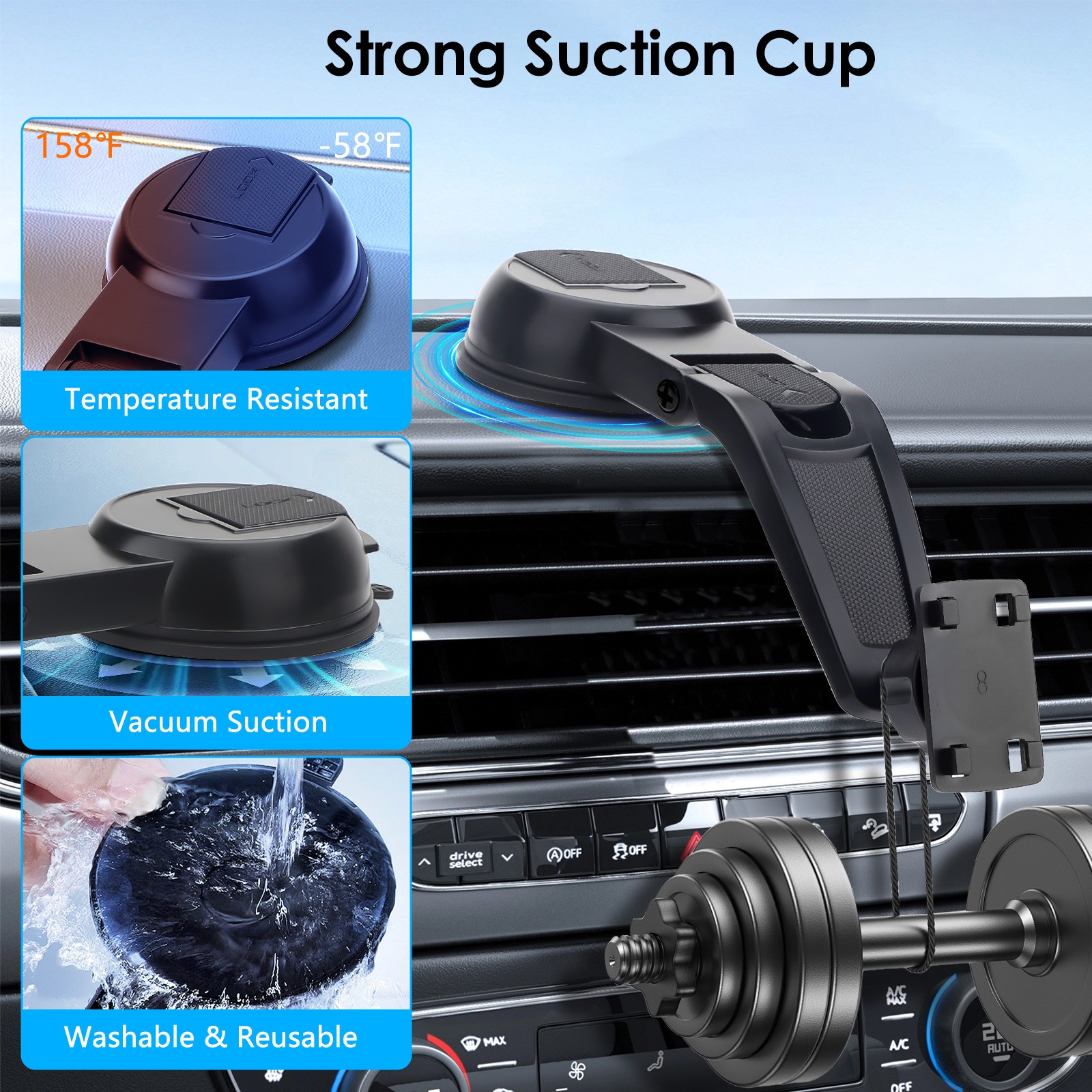 CarPlay Screen Mount 360° Rotation Suction Cup Holder for 7-10.26" Car Monitors