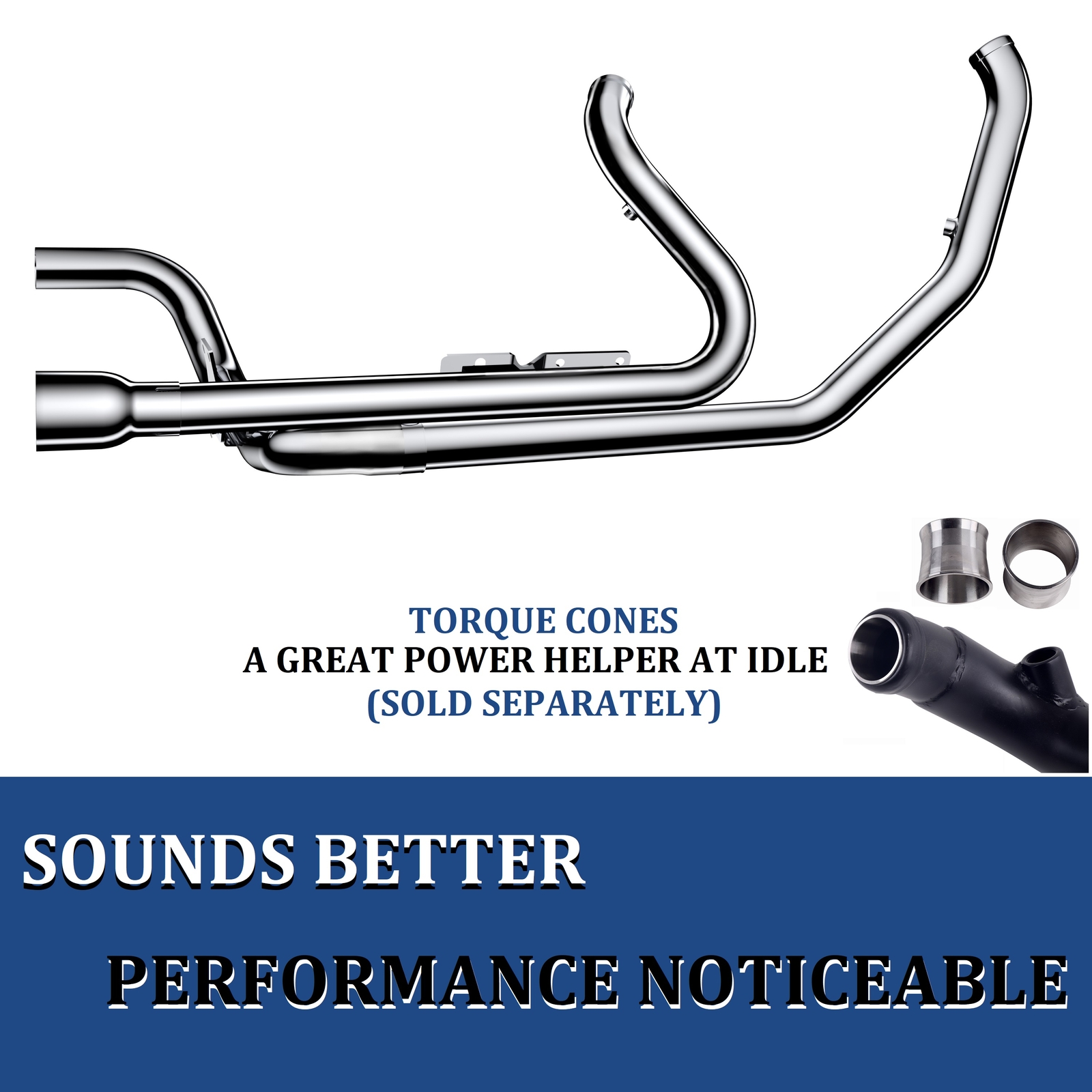 SHARKROAD Independent Header True Dual Exhaust for Harley 2017-Up Touring