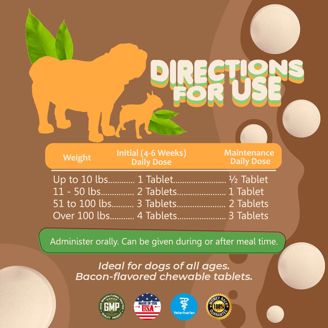 Hip and Joint Supplement for Dogs-Turmeric, Glucosamine. Dog Pain Relief 90 Tabs