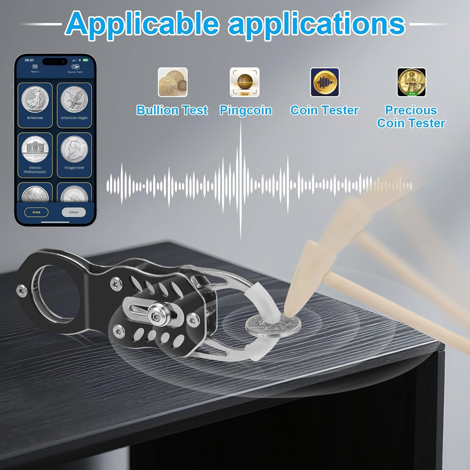 The Pocket Coin Ping pinger Tester Kit, Gold & Silver Coin Ping Testing- Coin Va