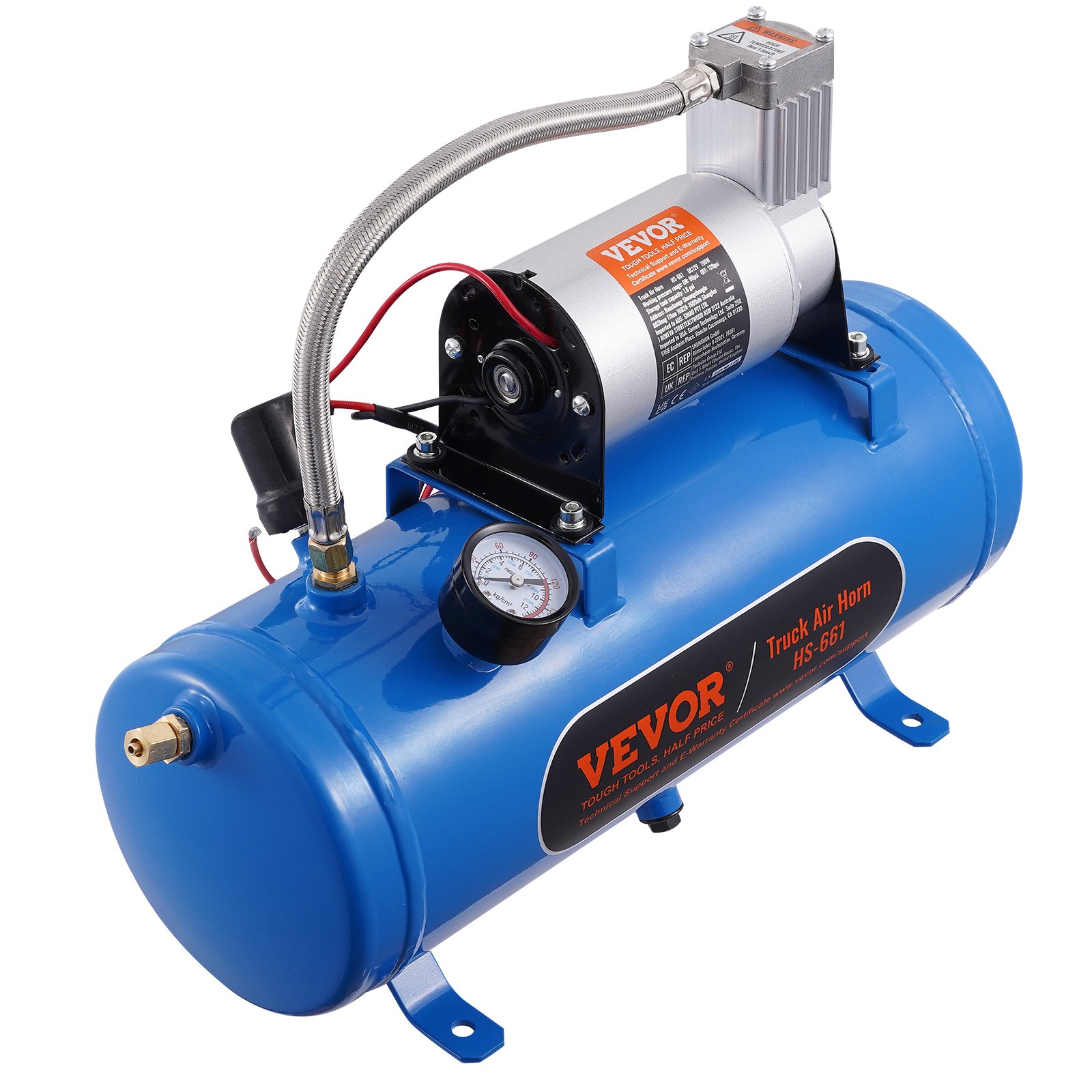 VEVOR 12V Air Compressor with 1.6 Gal/6L Tank Onboard Air Horn Compressor System