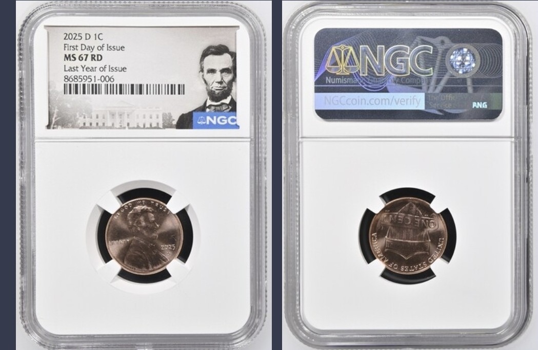 2025 P & D Lincoln Shield 1c Cent 2 Coin Set NGC MS67 RD LAST PENNY First Day %%
