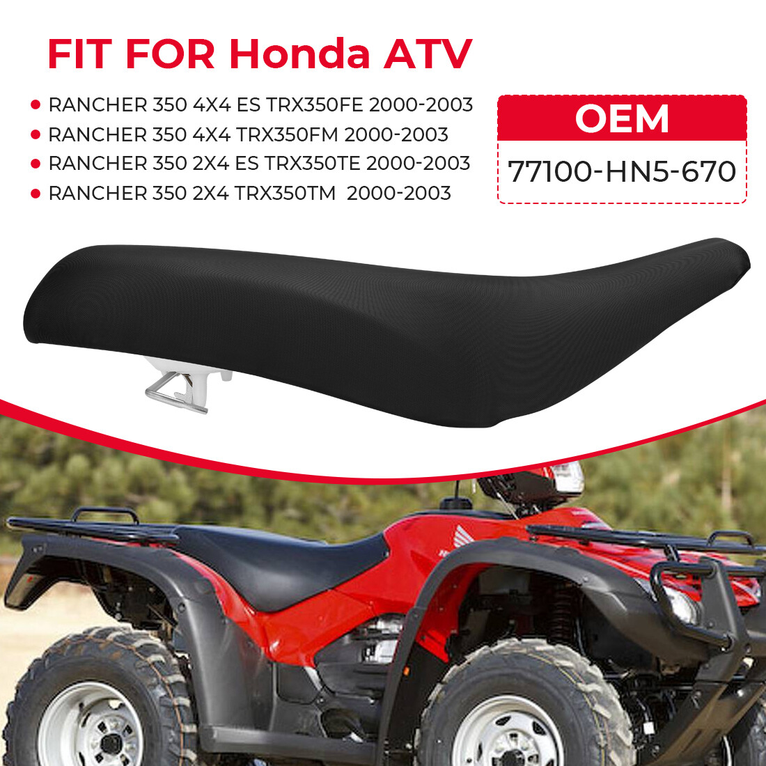 2000 - 2003 Complete Seat Black For Honda TRX350 TE TM FE FM Rancher 350 ES S