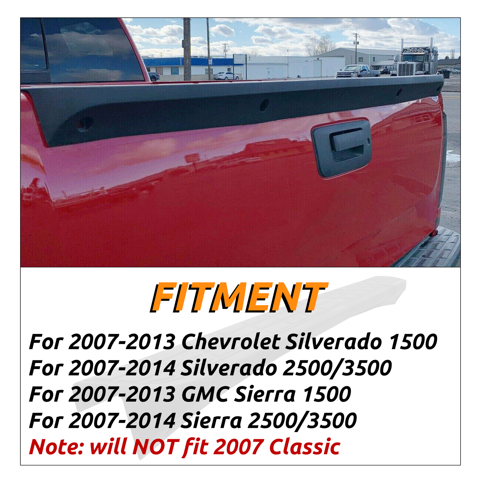 2007-2013 Fits Chevy Silverado Sierra Tailgate Top Protector Spoiler Cap Cover