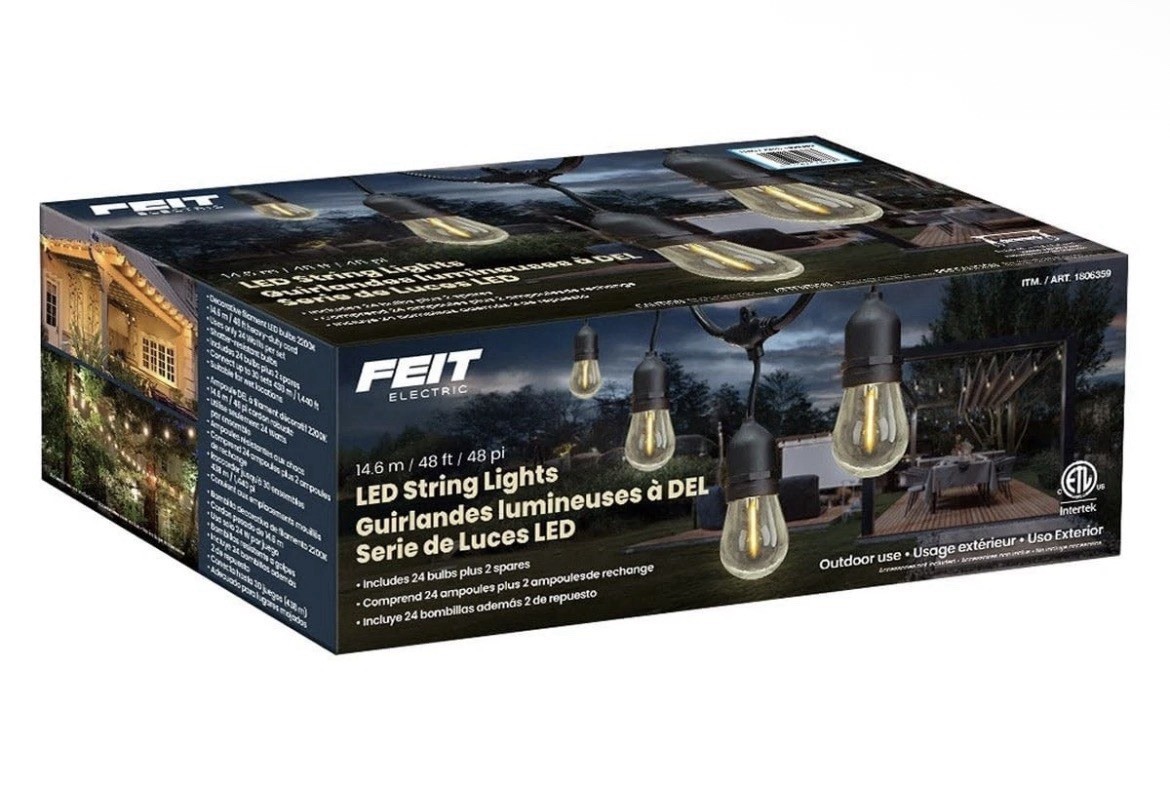 Feit Electric 48 ft. LED string lights 24 Bulbs NEW