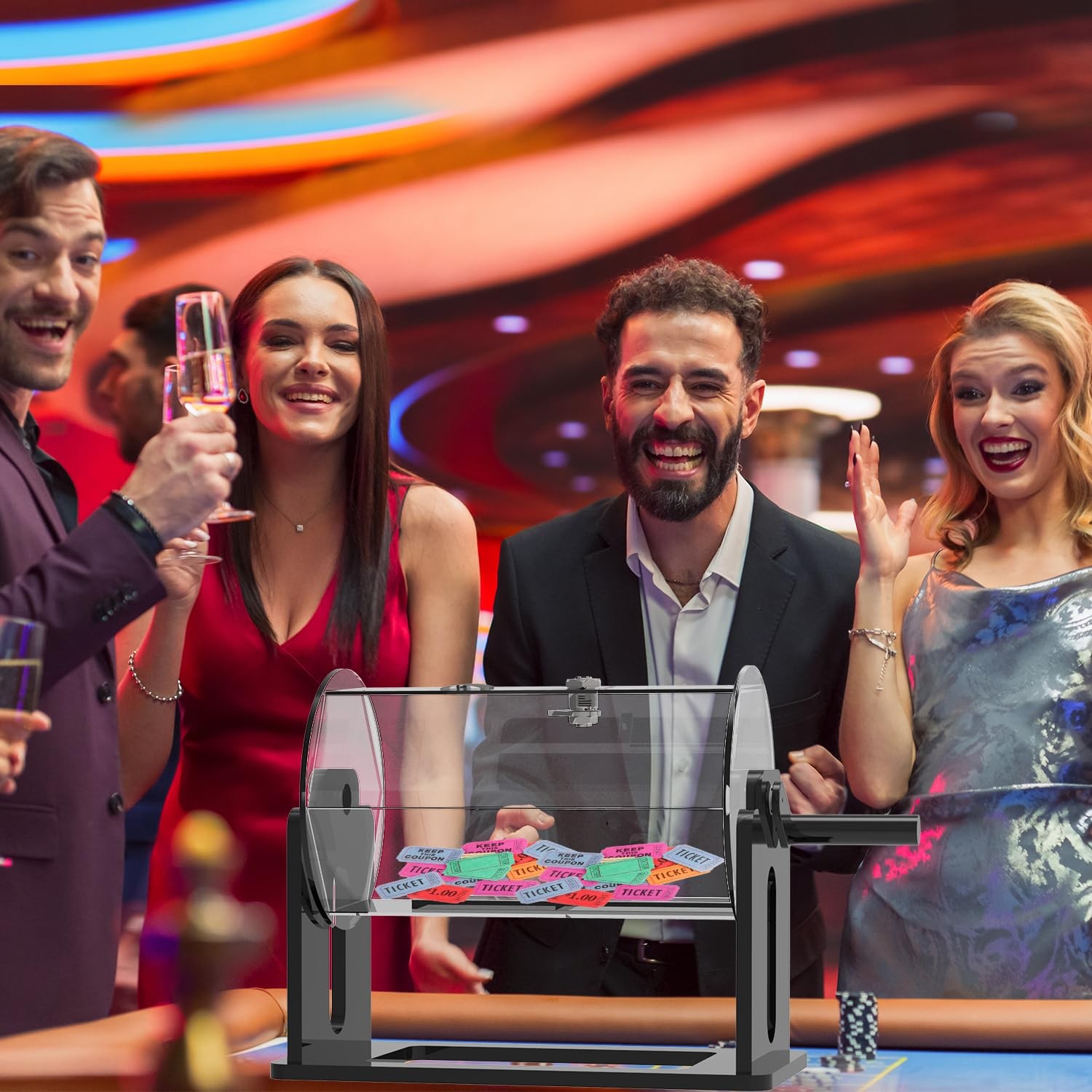 Raffle Ticket Spinner Raffle Drum: Acrylic Rotating Lottery Box with Handle (...