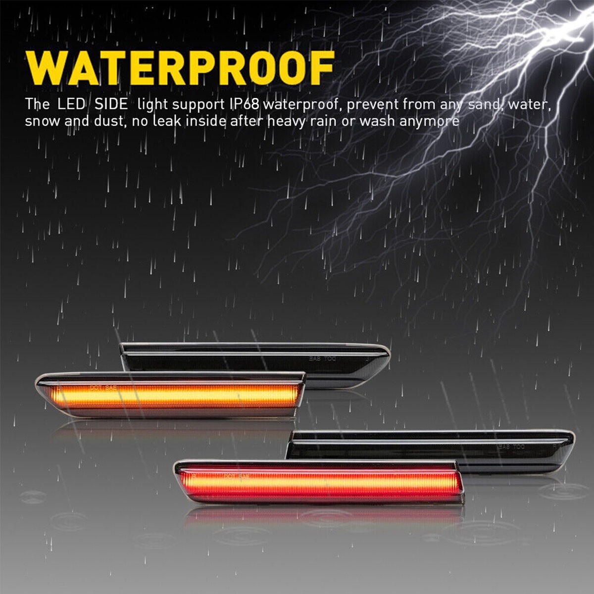 4PCS For 2004-2008 Acura TL Smoked Lens LED Front Rear Fender Side Marker Lights