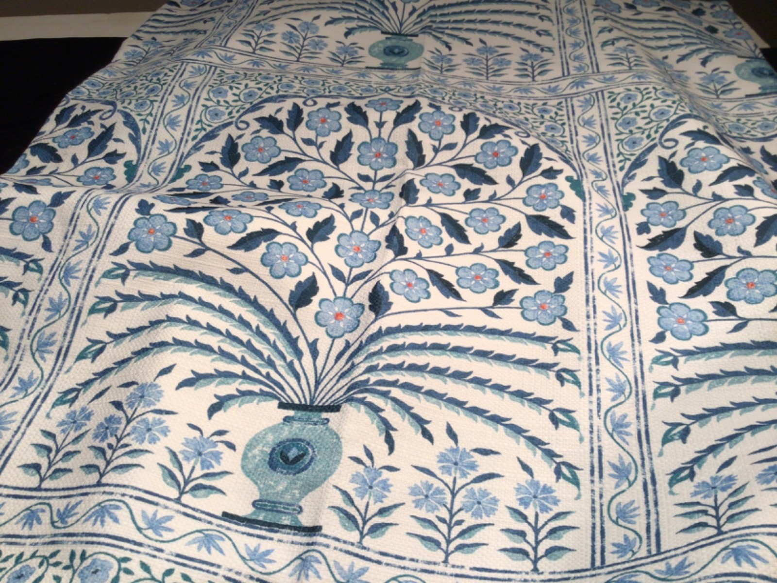 P/KAUFMAN window Curtain Panels 50 x 96 Drapes 2 pc Set Floral Foliage Tile