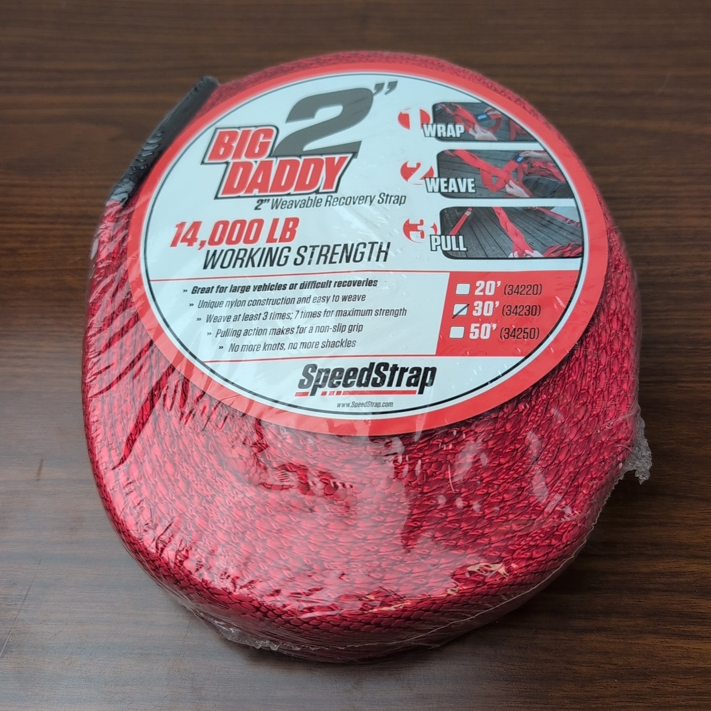SpeedStrap Red 14,000 lb Heavy Duty 2" Big Daddy Weavable 20' Recovery Strap