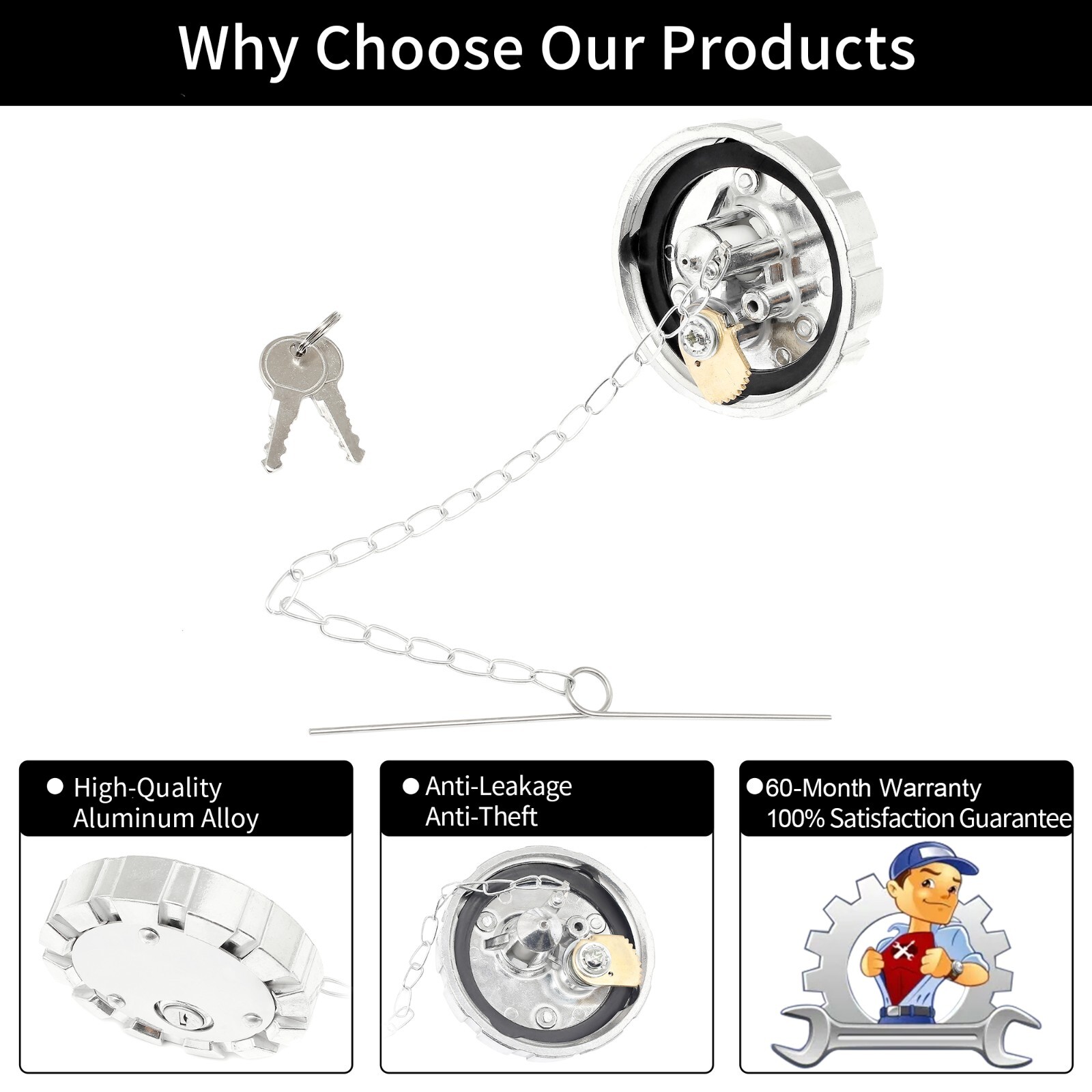 2x Locking Fuel Cap for Kenworth Peterbilt Freightliner Western Star SNV431089