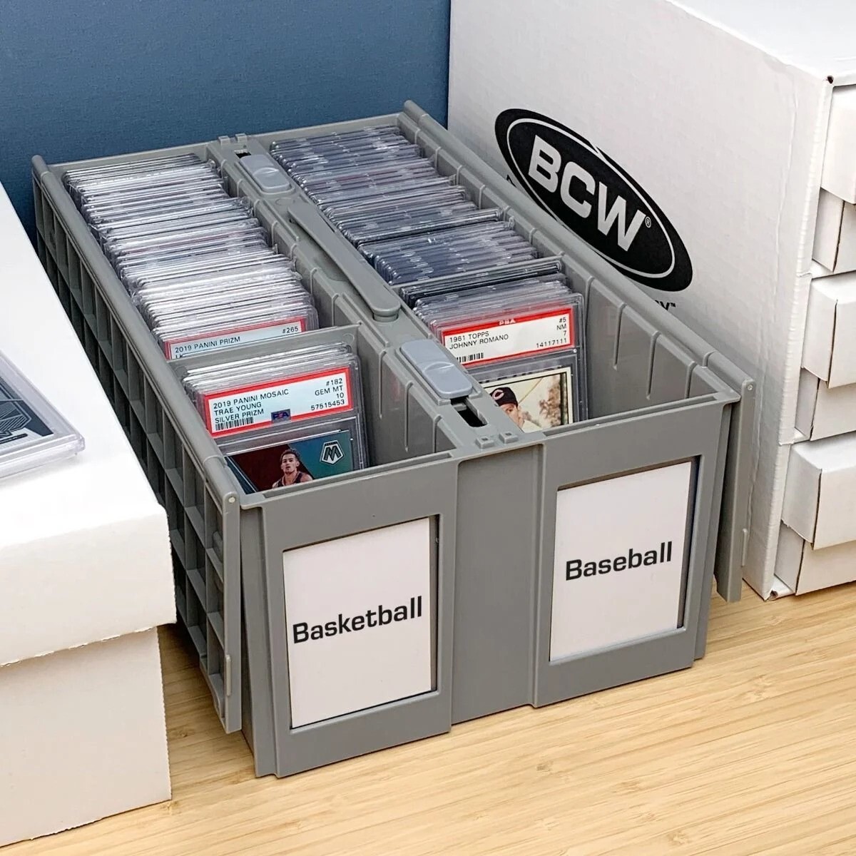 BCW Graded Card Bin 2 Row Gray Long Term Storage Box Hold PSA BGS SGC CSG Slabs