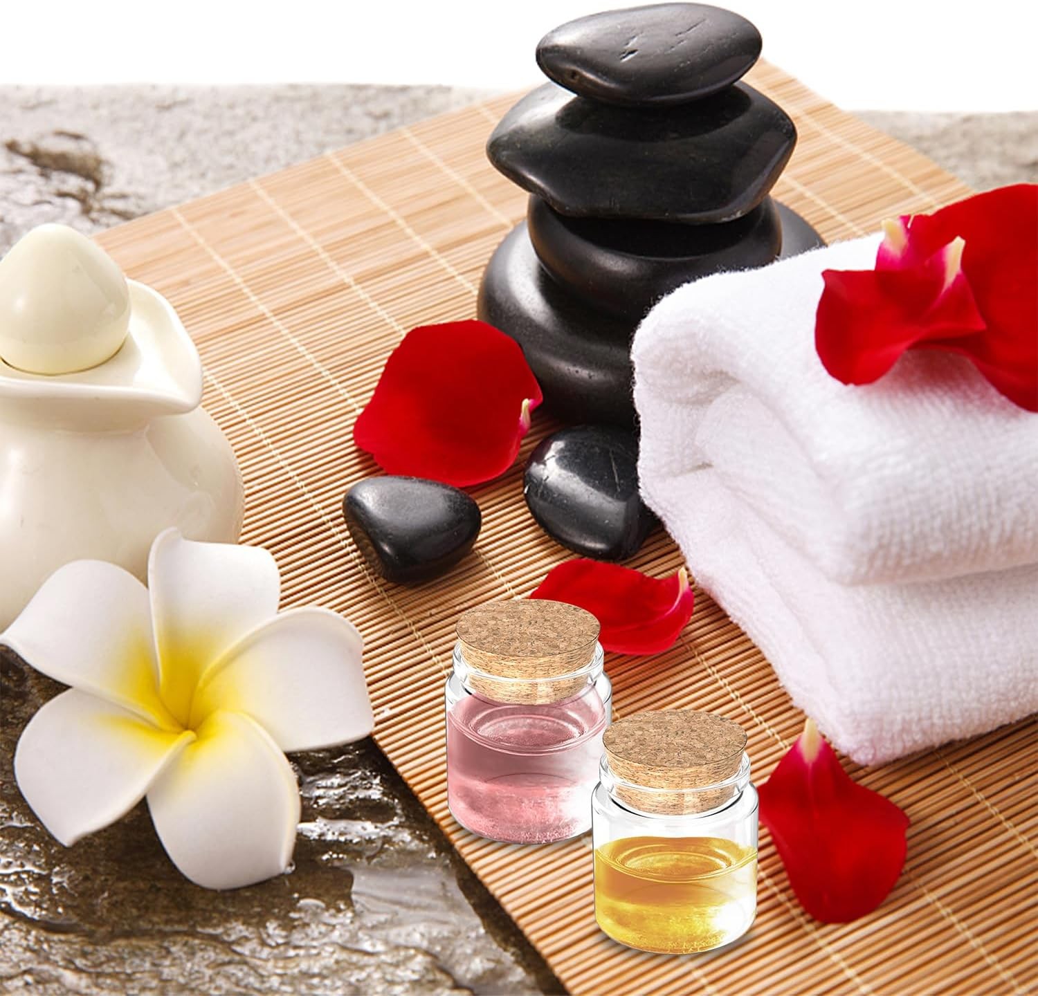 24 Pack 1.7 Oz Glass Bottles with Cork Stoppers,50 ML Mini Small Glass Bottles