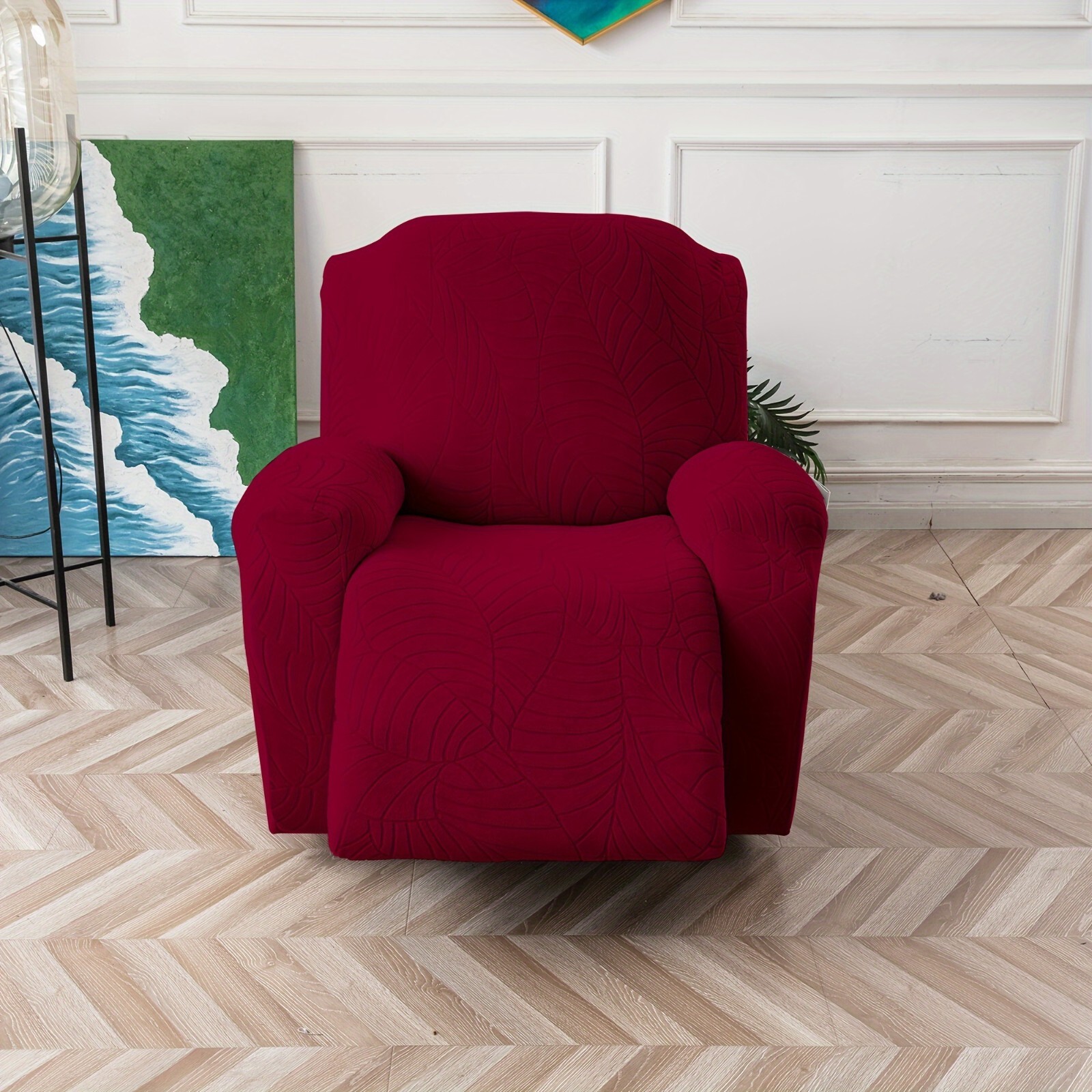 Waterproof Recliner Slipcovers Leaf Jacquard Recliner Chair Covers Stretch