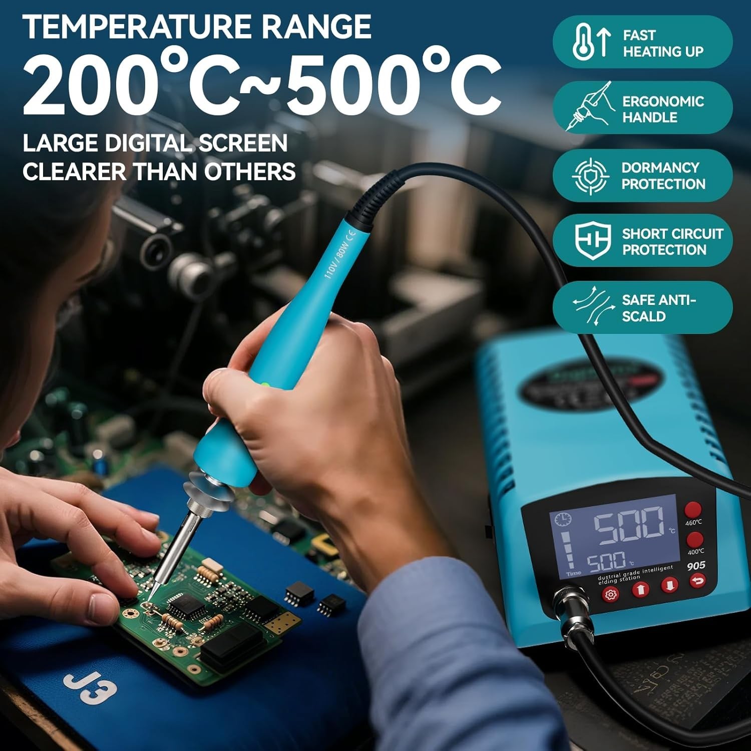 80 Watt Soldering Station, Digital Display Soldering Iron Station, Precision