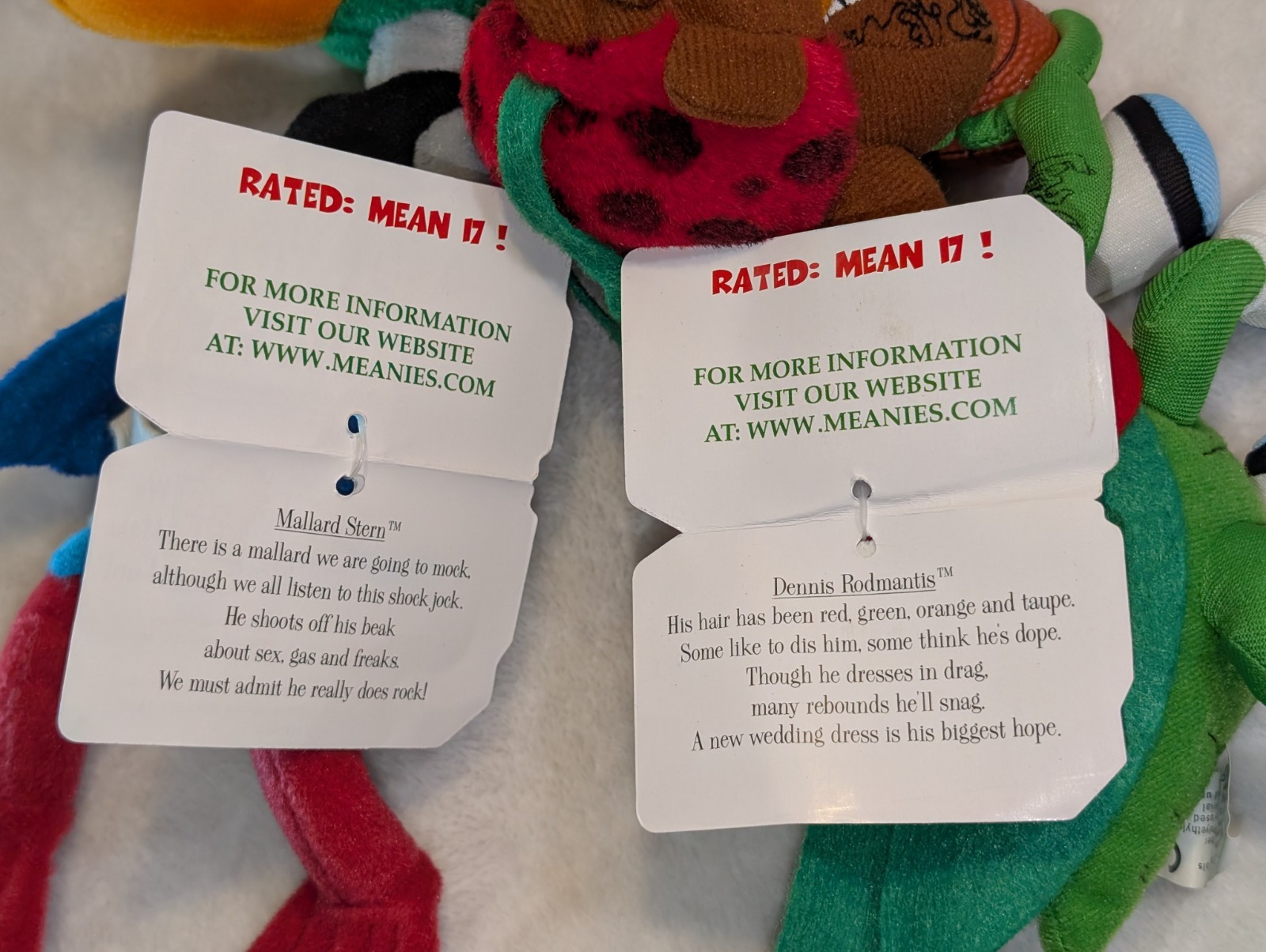 Vintage 90s Meanies Plush Lot Of 8- Infamous Series MADONNA Clinton HOWARD STERN