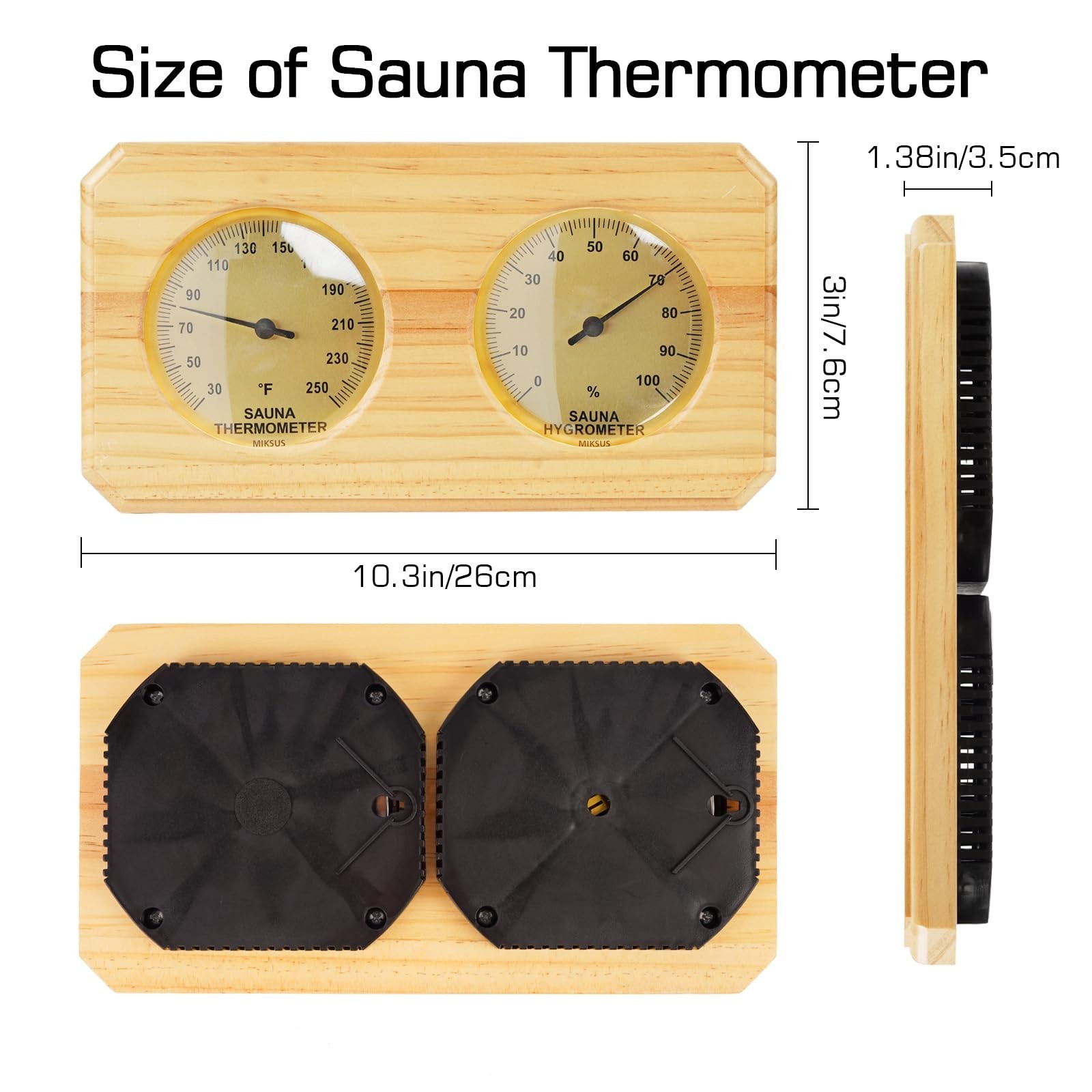 Analog Sauna Thermometer and Hygrometer, 2-in-1 Temperature and Humidity Meter