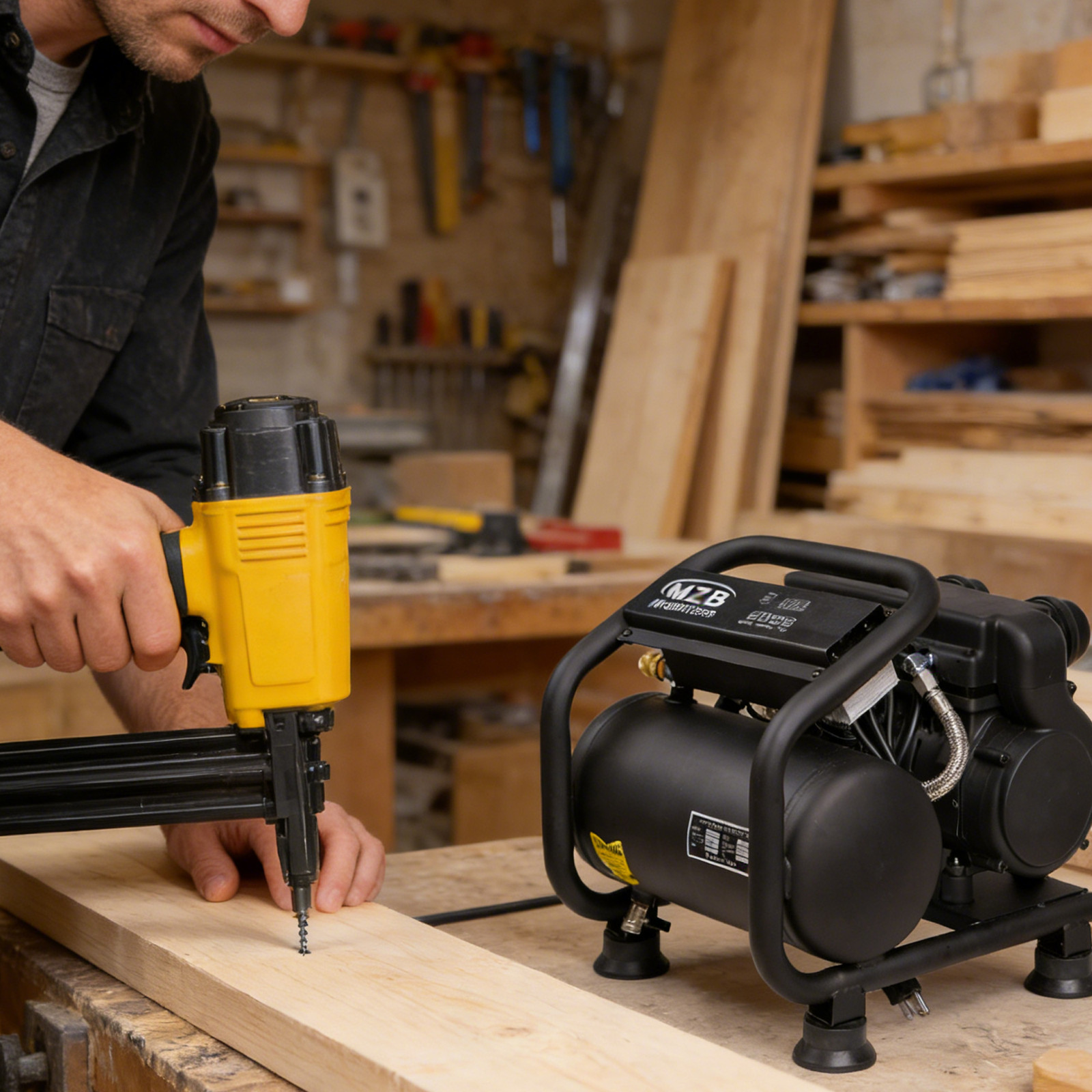 Ultra Quiet 1.1KW Air Compressor 110V 60HZ, 6L Tank 4-9 Bar Quick Pressurization