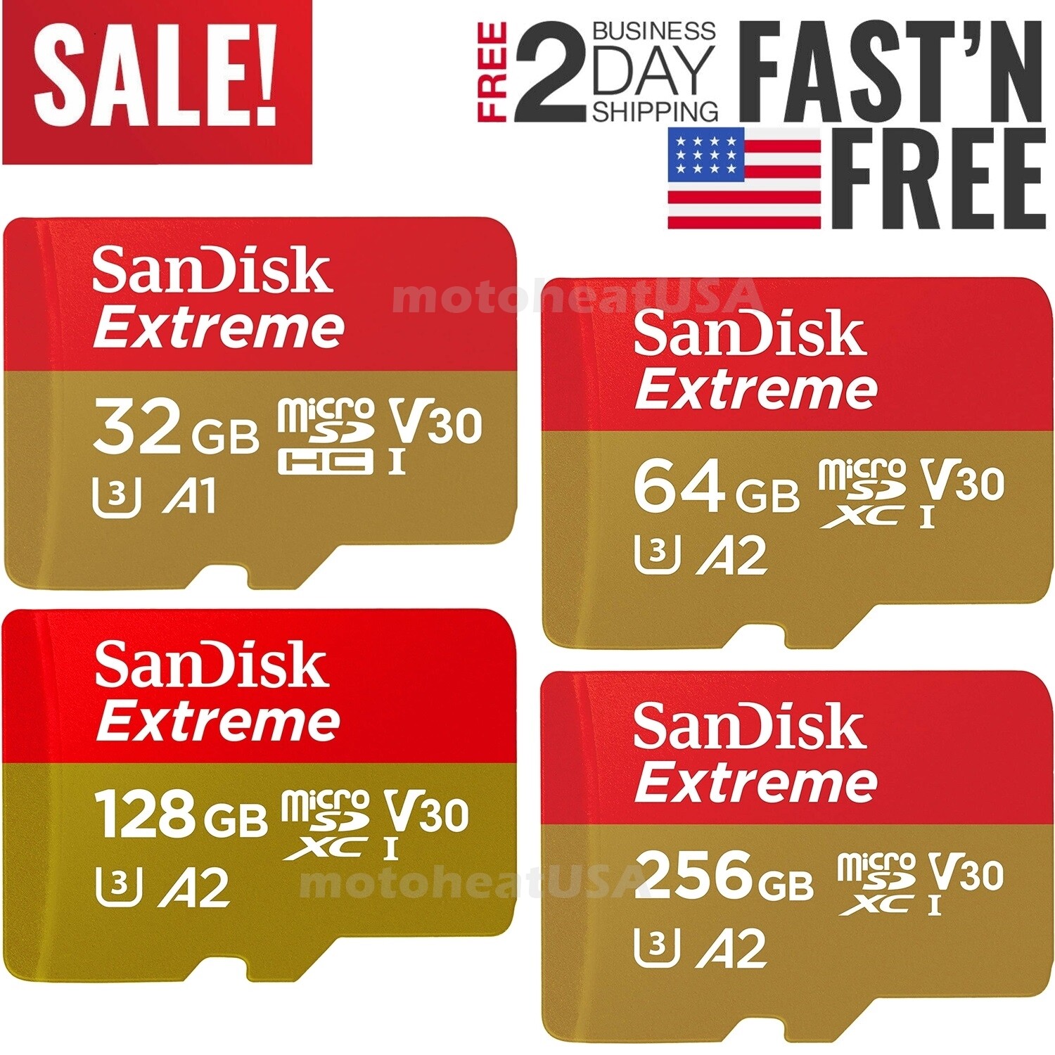 SanDisk Extreme Micro SD Memory Card 32GB 64GB 128GB 256GB 512GB 1TB V30 4K Lot