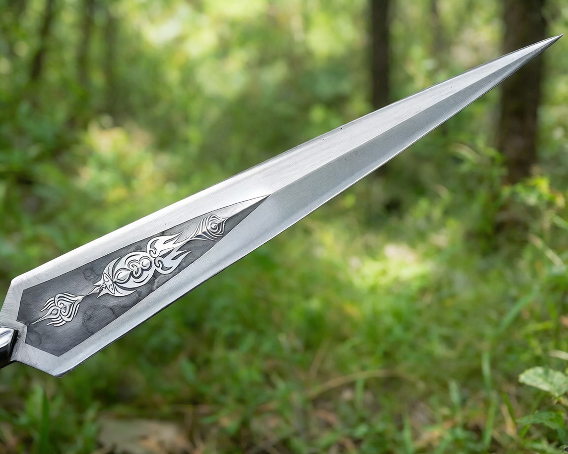 Historical Hand Forged Carbon Steel Spear Collectible Easter gift with sheath