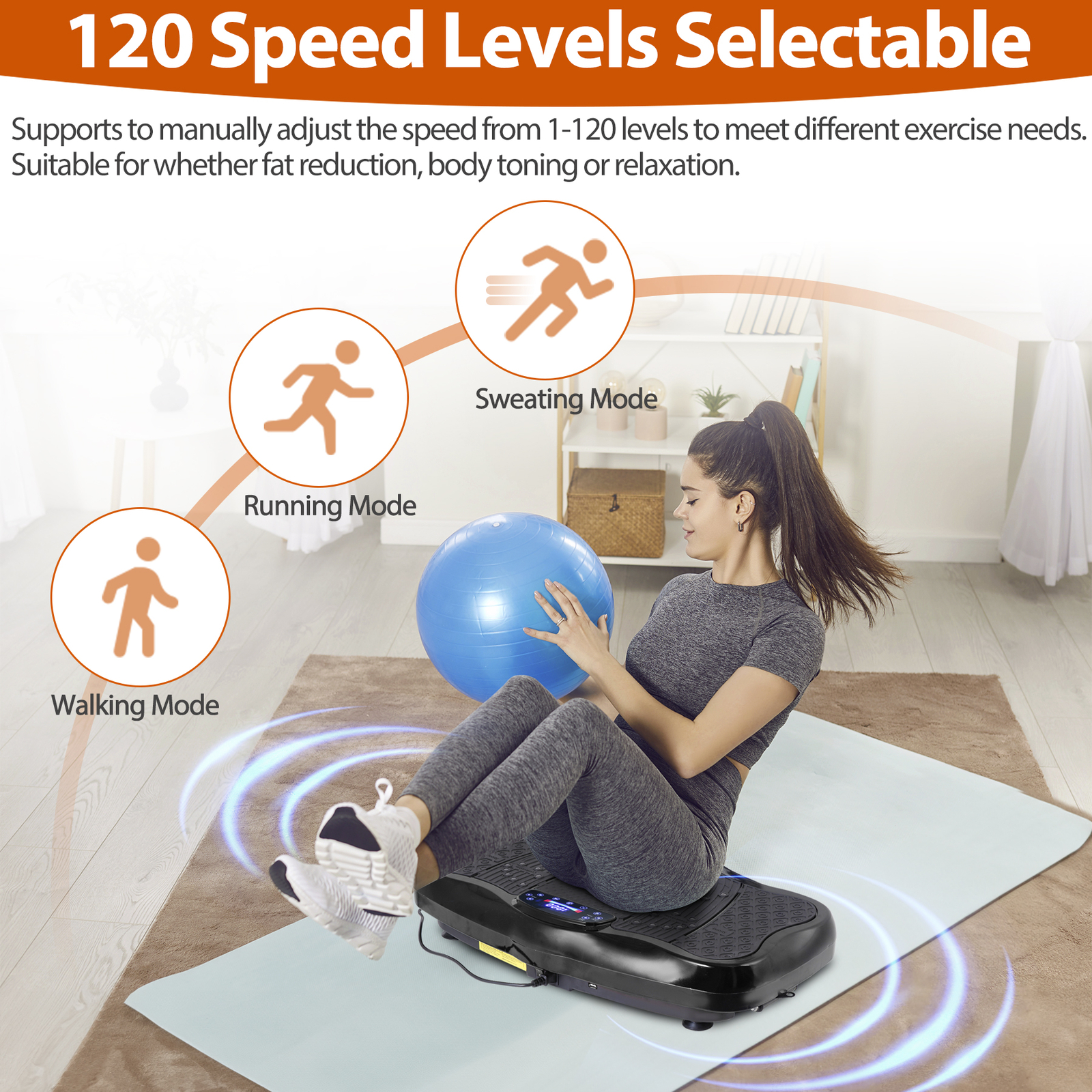 Vibration Plate Exercise Machine 330 Lbs Weight Capacity for Weight Loss Black