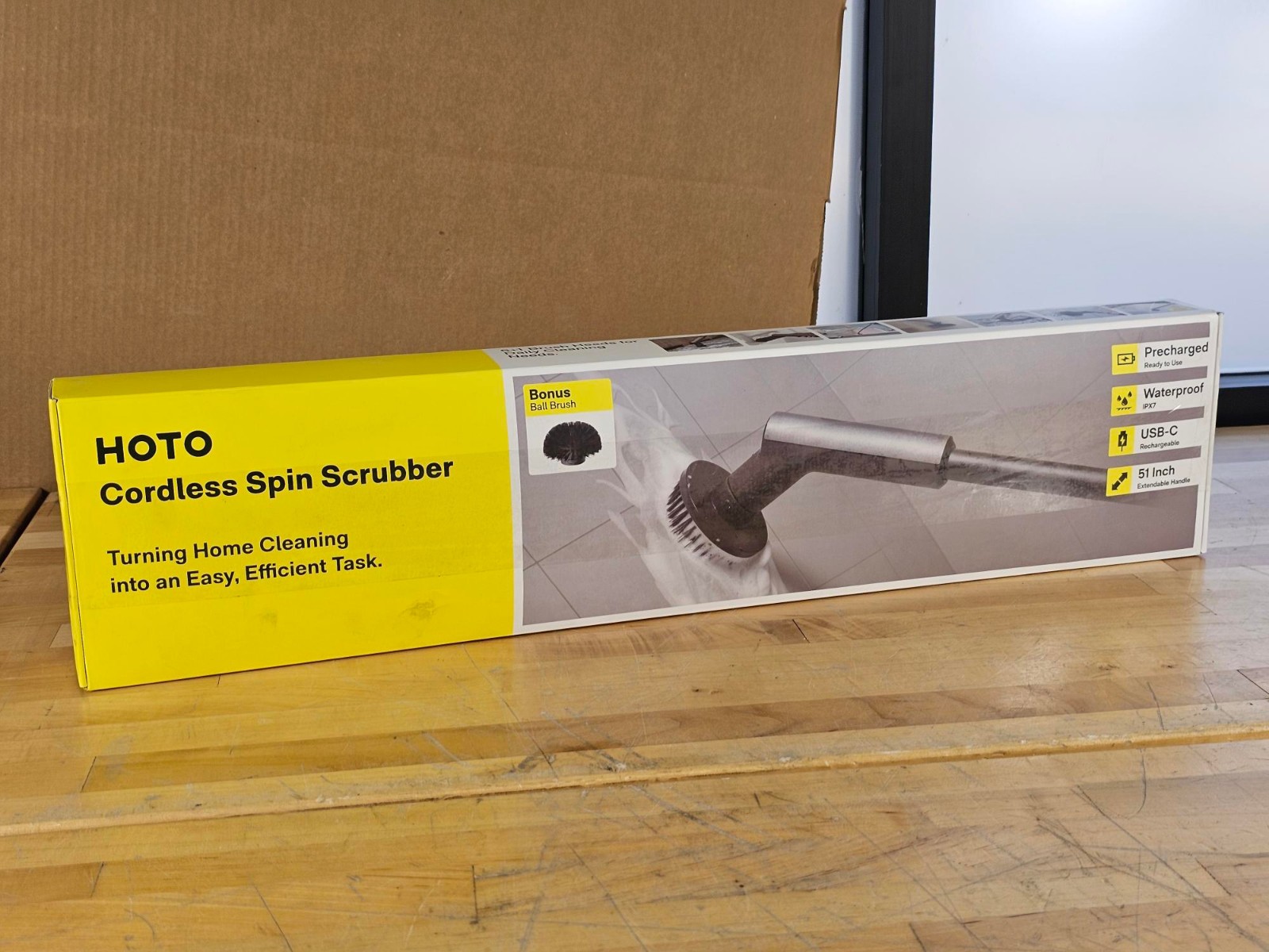 HOTO 51" Cordless Bathroom Tile Floor Electric Spin Scrubber Brush IPX7