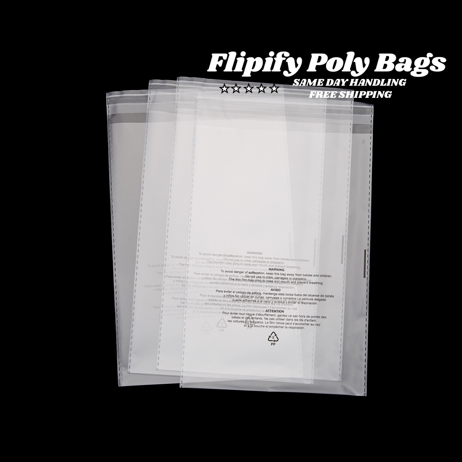 Poly Bags Suffocation Warning Clear 1.5 mil Merchandise Apparel for Amazon