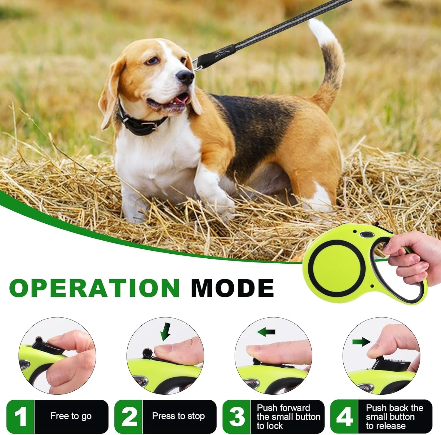 Retractable Dog Leash 30 FT, Heavy Duty Dog Leash for Dogs 77 lbs, 360° NoTangle