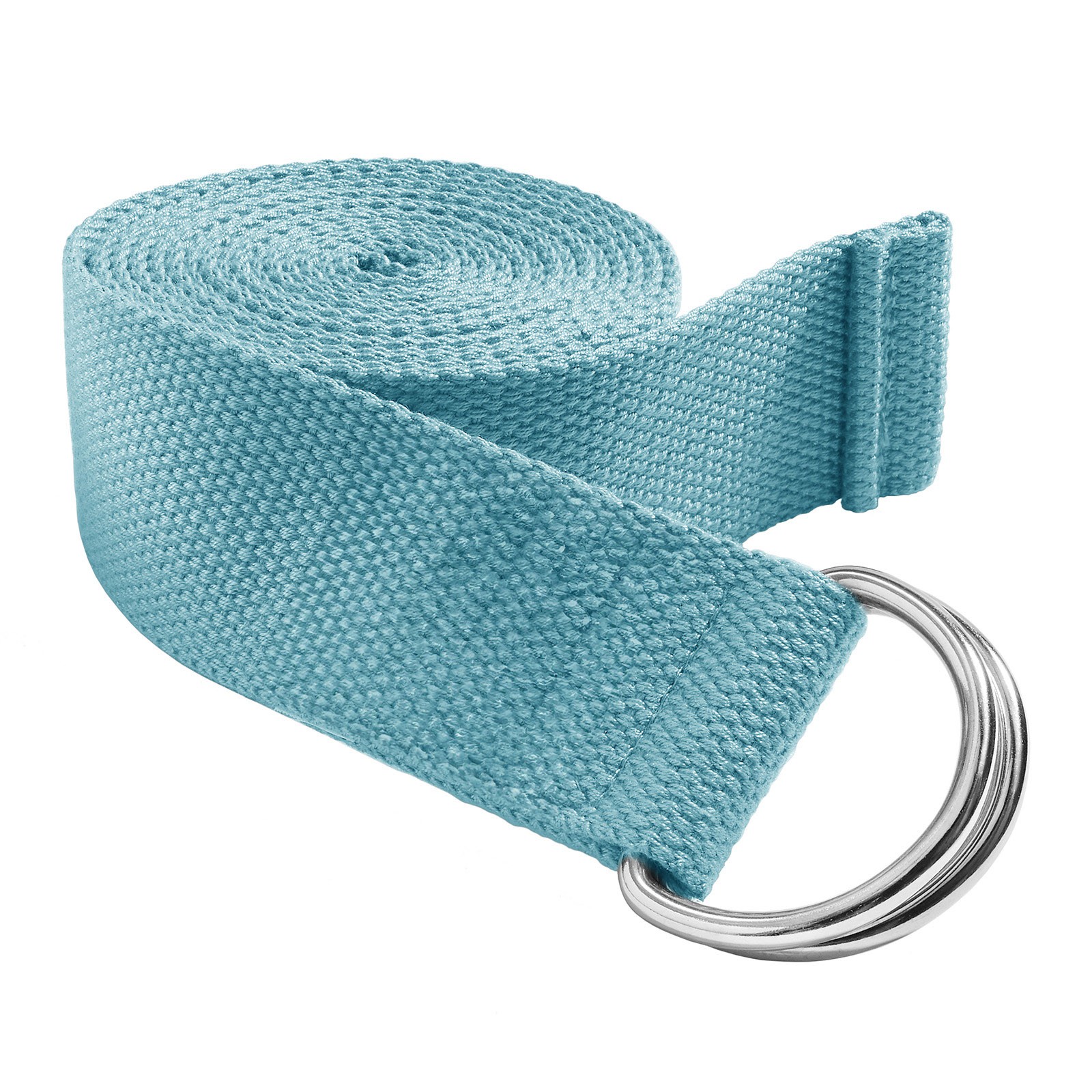 7-1/2' Woven Cotton Blend Yoga Strap - Stretching Exercise Belt - Turquoise
